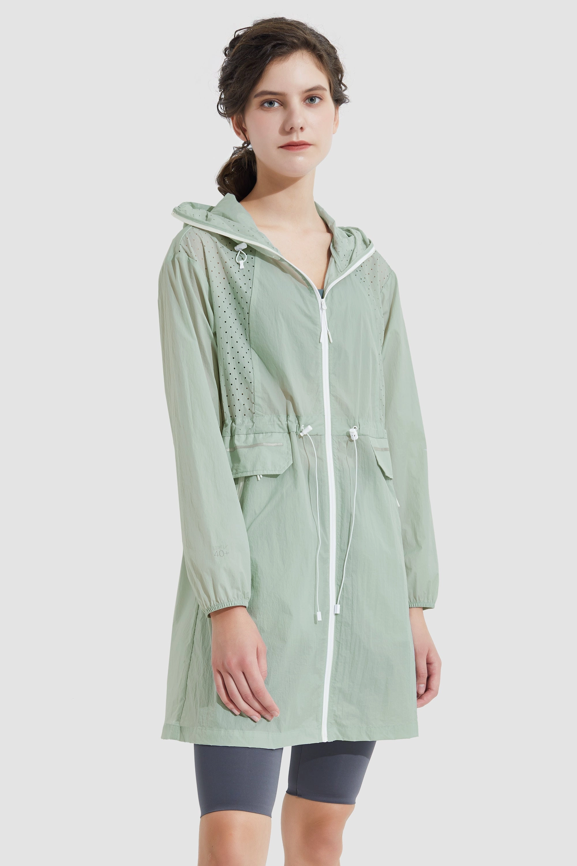 UPF 40  Sun Protective Lightweight Coat Zipper Closure System