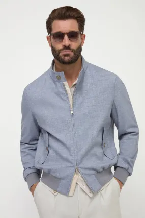 Dusty blue short jacket - Made in Italy Hollow Fiber Fill Reversible Layer