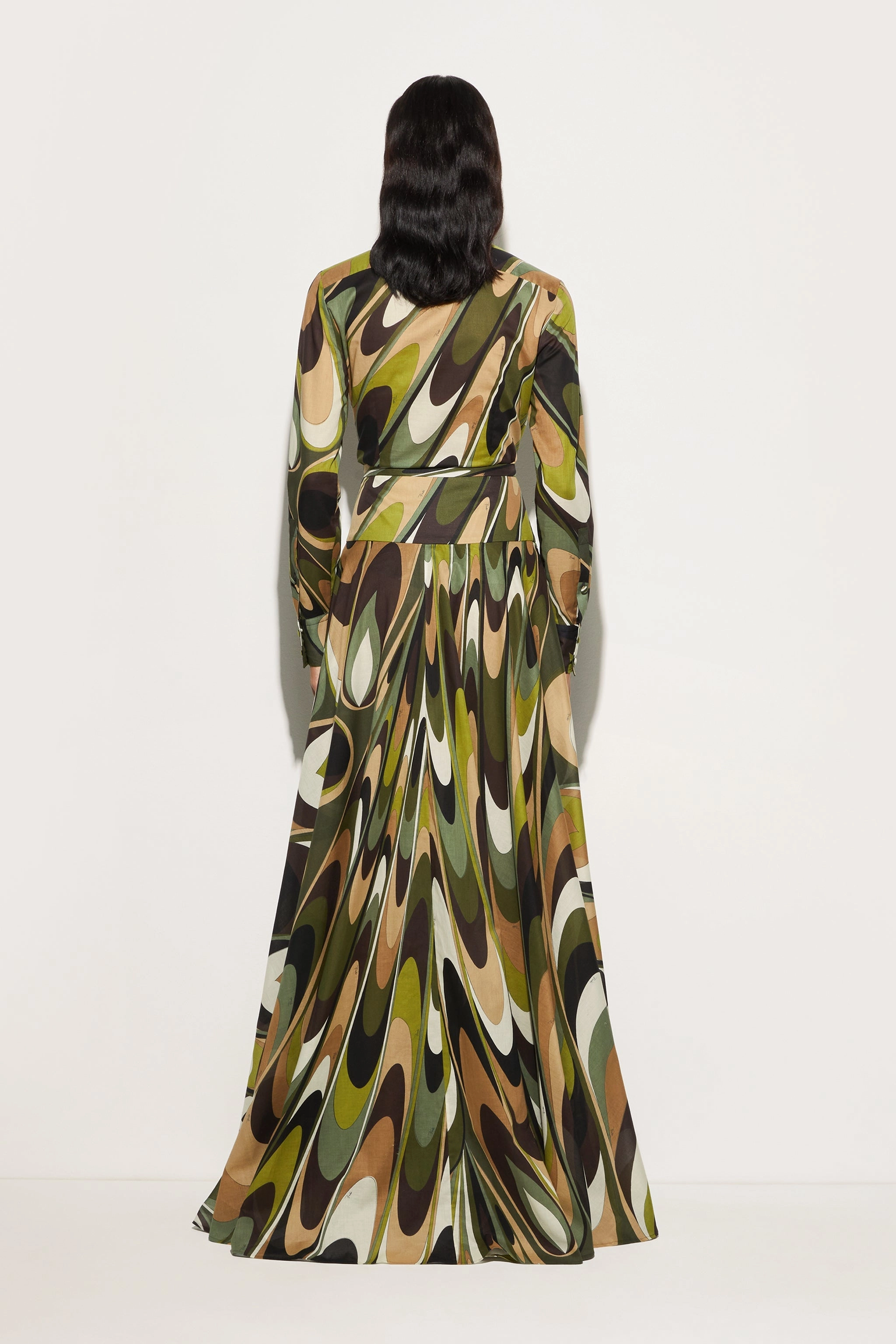 Onde Print Long Skirt Elegant Look Built In Shorts