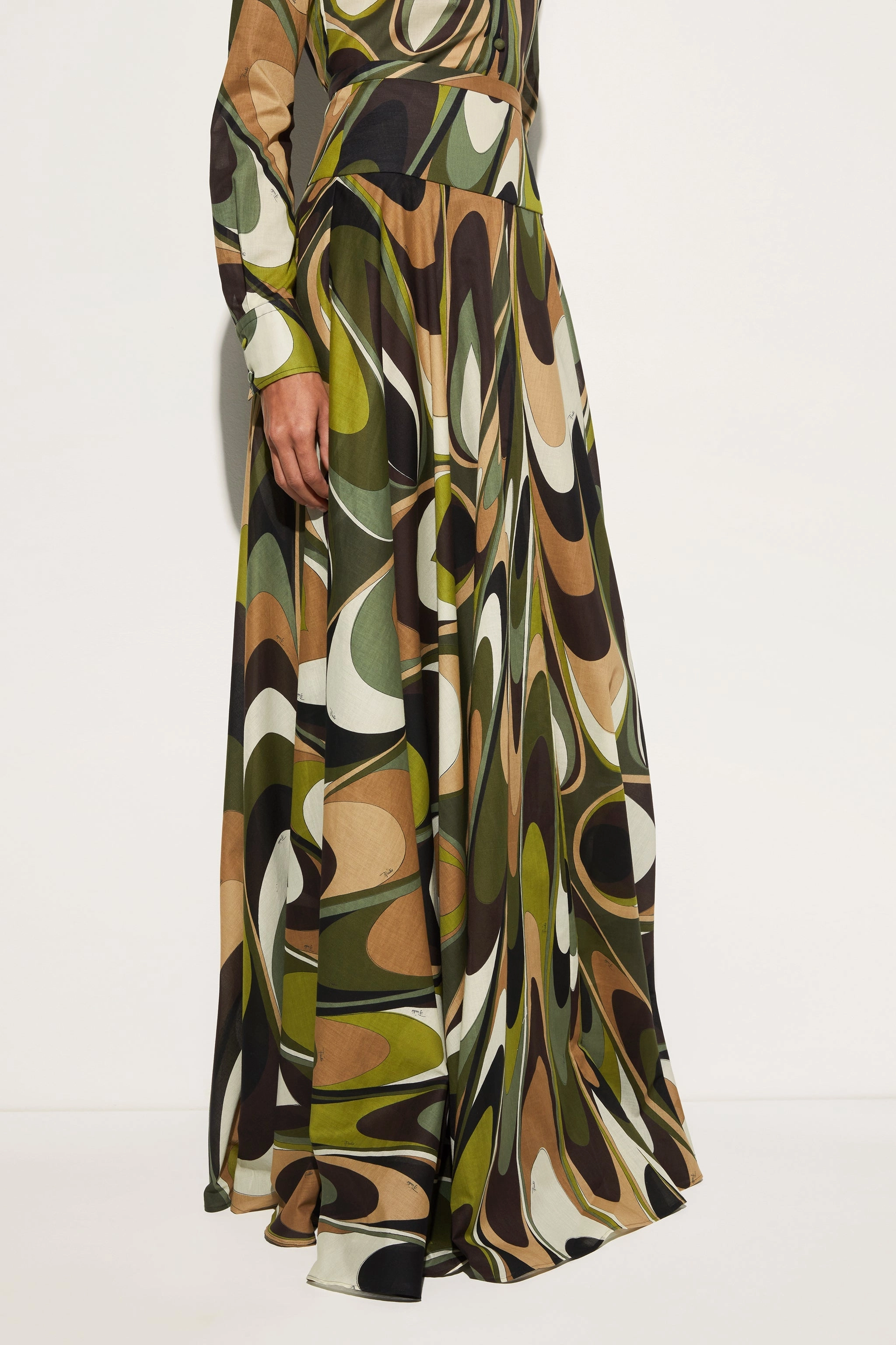 Resort Vacation Crochet Style Onde Print Long Skirt