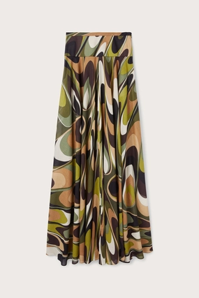 Onde Print Long Skirt Outfit Moodset Casual Feel