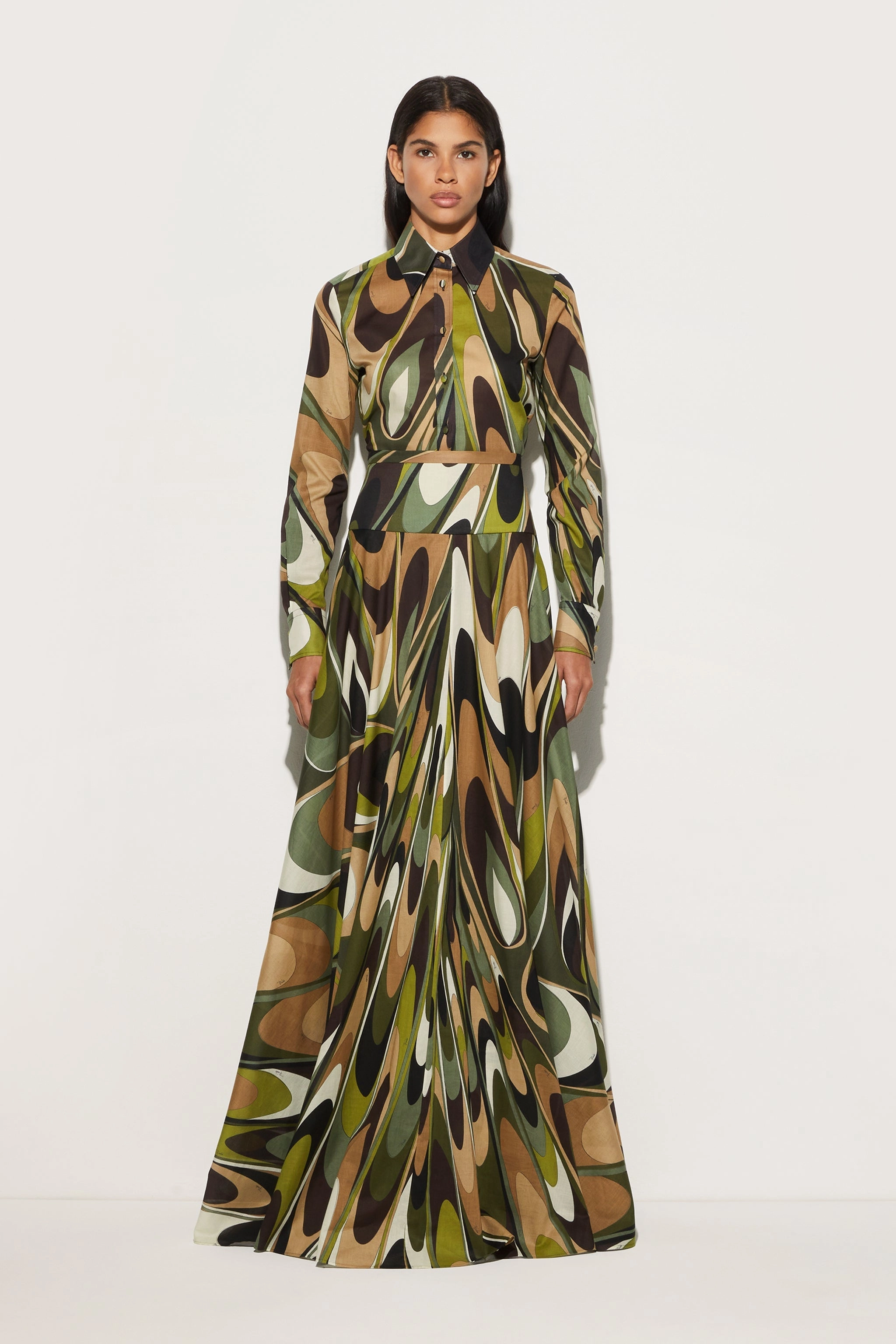 Outfit Lookbook High Street Fashion Onde Print Long Skirt