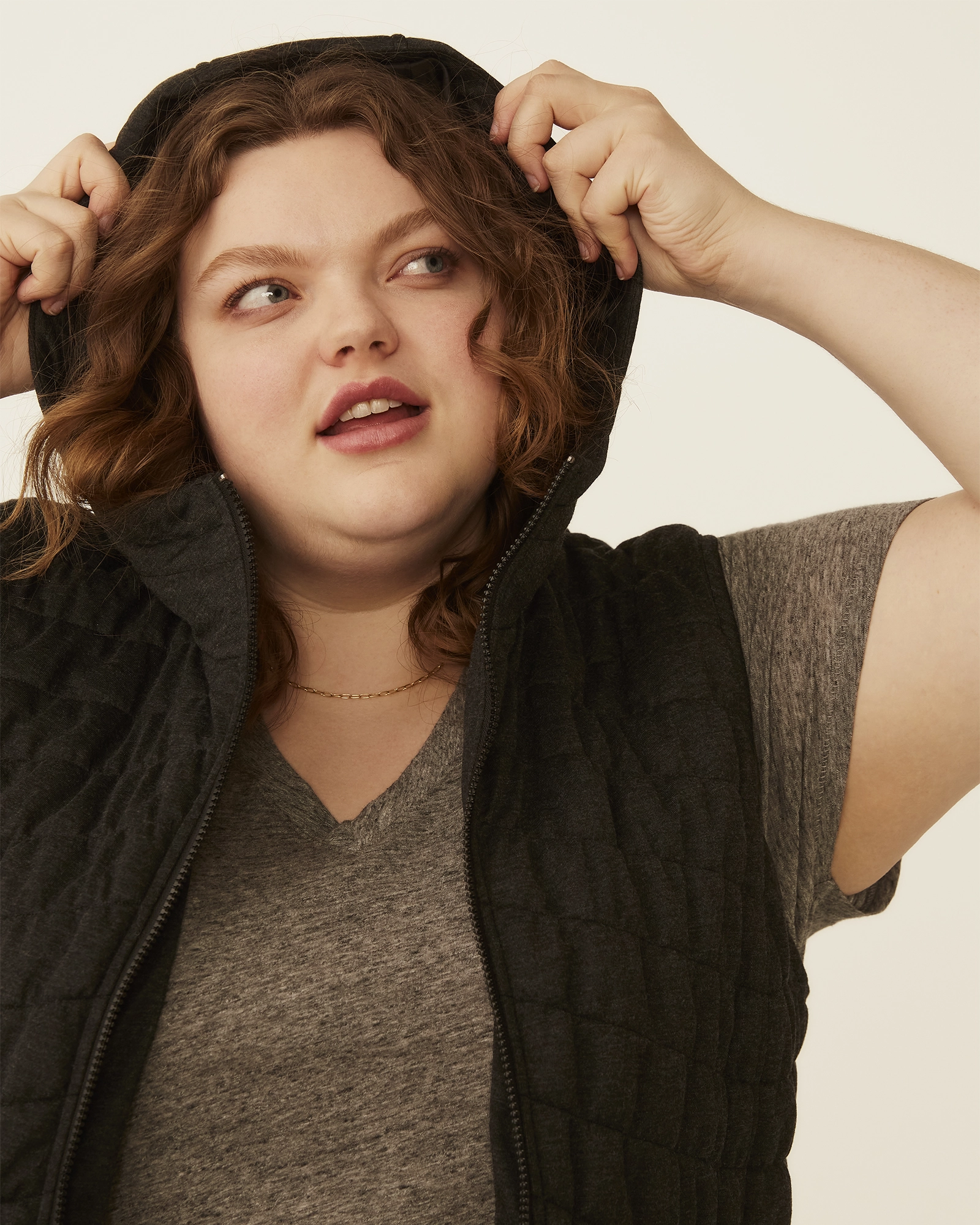 Frances Quilted Puffer Vest | Charcoal Grey Describe Warm Comfort