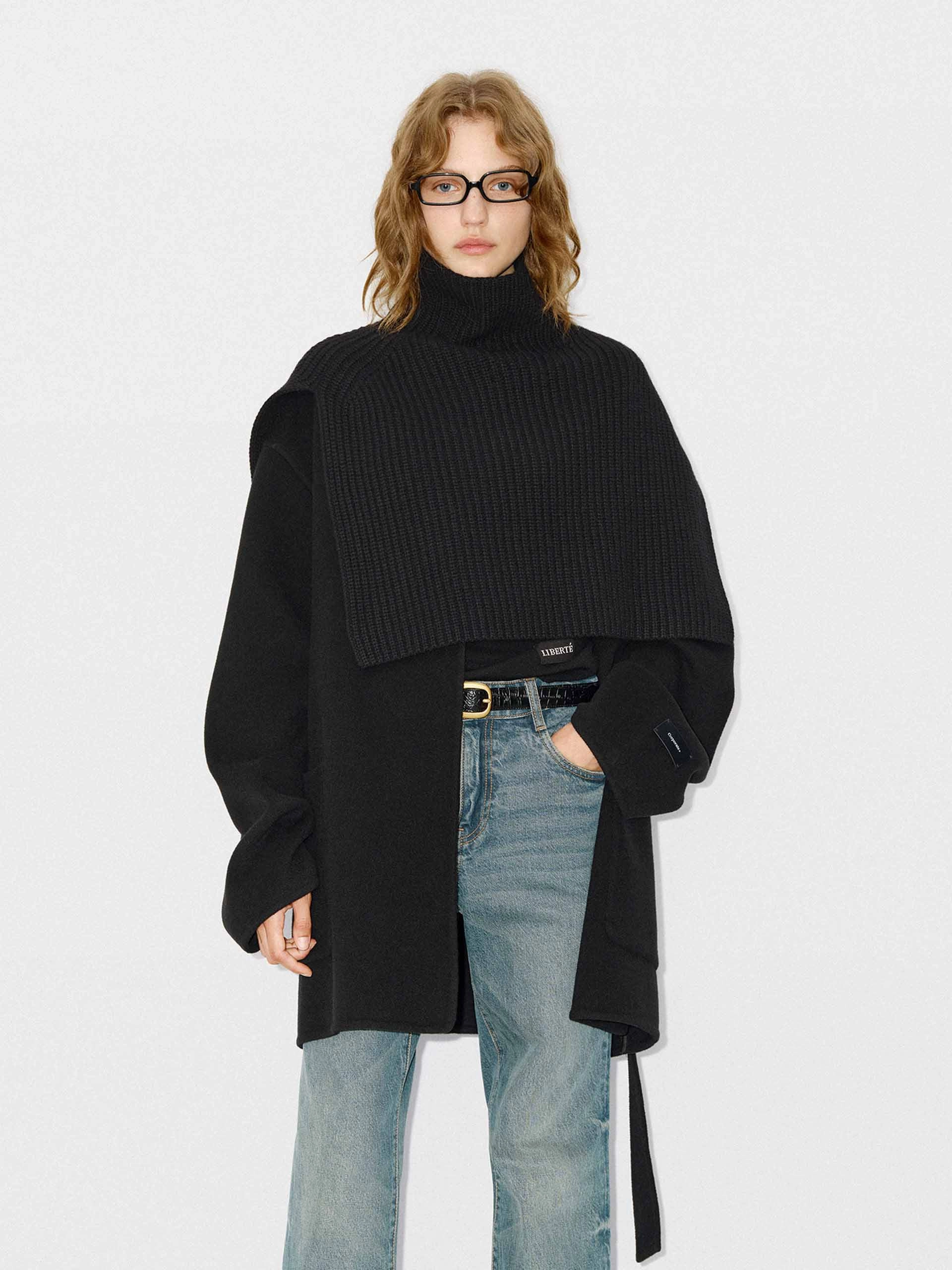 Merino Wool Scarf Coat Unisex Casual Fit