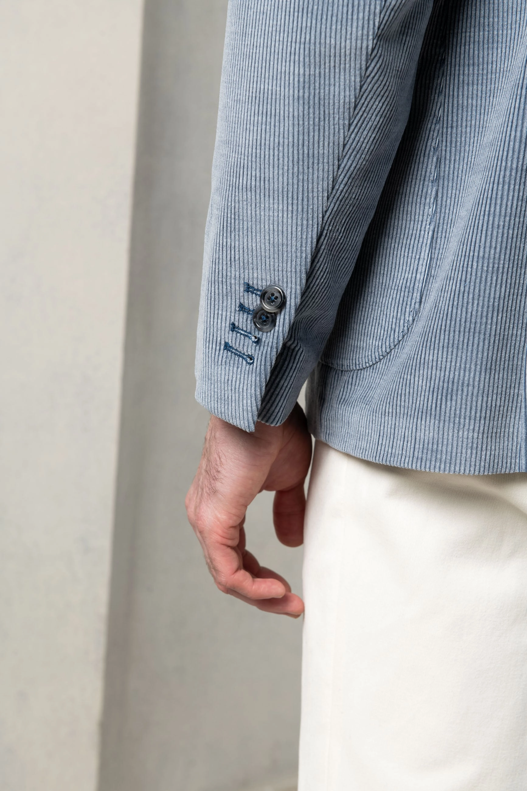 Abrasion Resistant Edges Light blue corduroy jacket "Soragna Capsule Collection" - Made in Italy