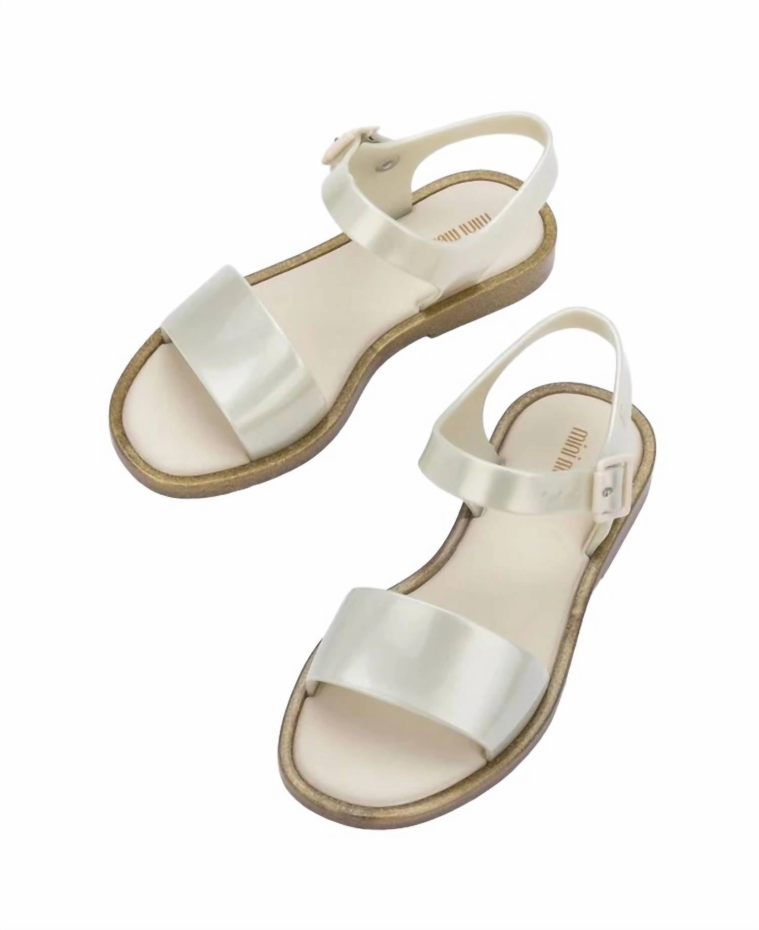 Flex Groove Engineering Summer Vibe Girl's Mar Sandal In White Glitter