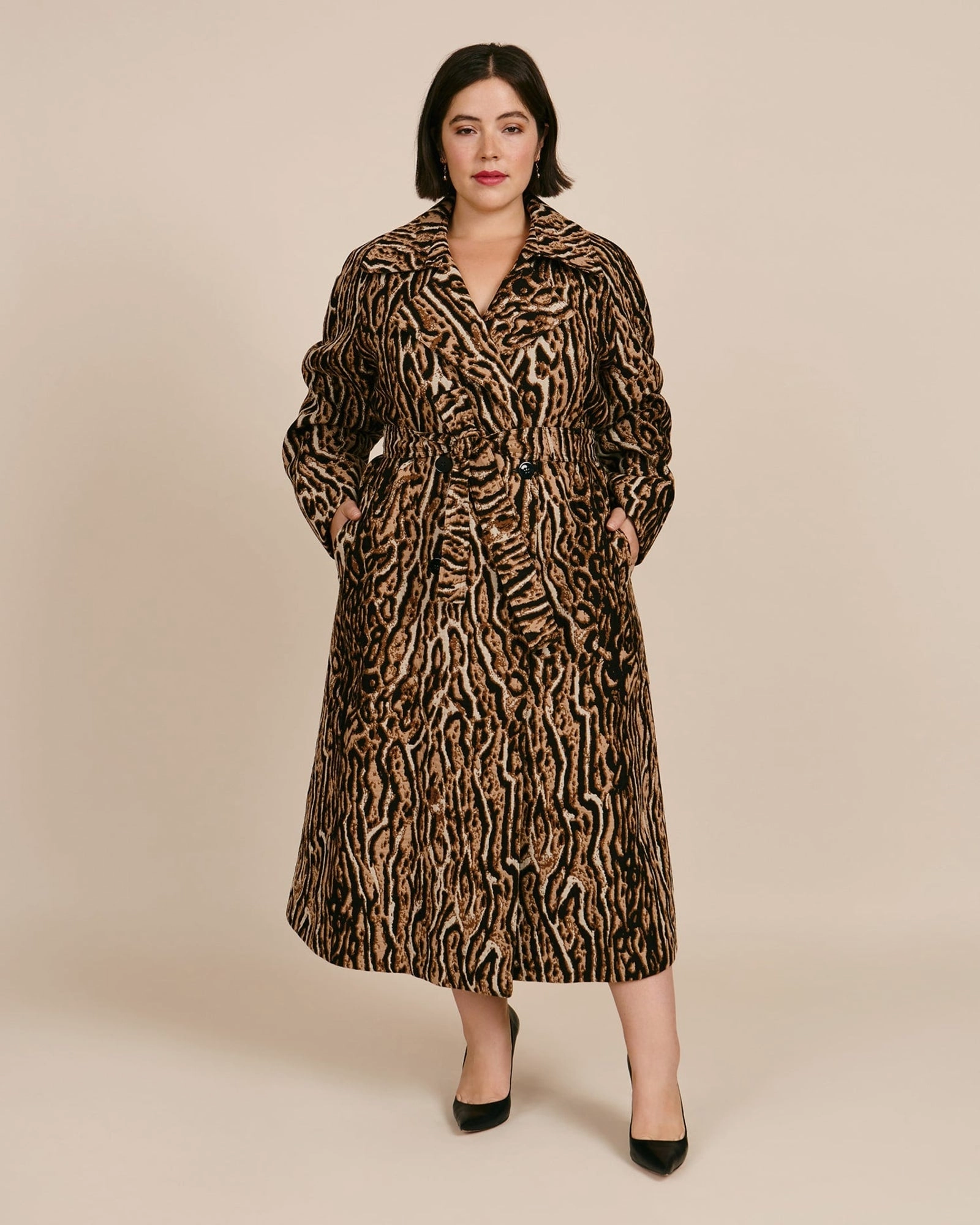 Praise Faux Fur Tigre Coat | Black