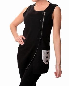 2-Tone Asymmetrical Zip Vest in Black/Stone | Black/Stone Chance Risk