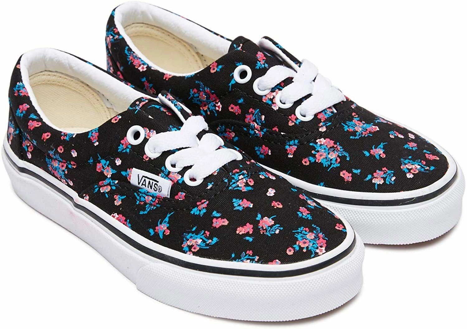 Vans Era VN0A38H88KI Kids Ditsy Flora Black True White Shoes Size US 10.5 ZJ112 Heel lockdown Fashion Accent