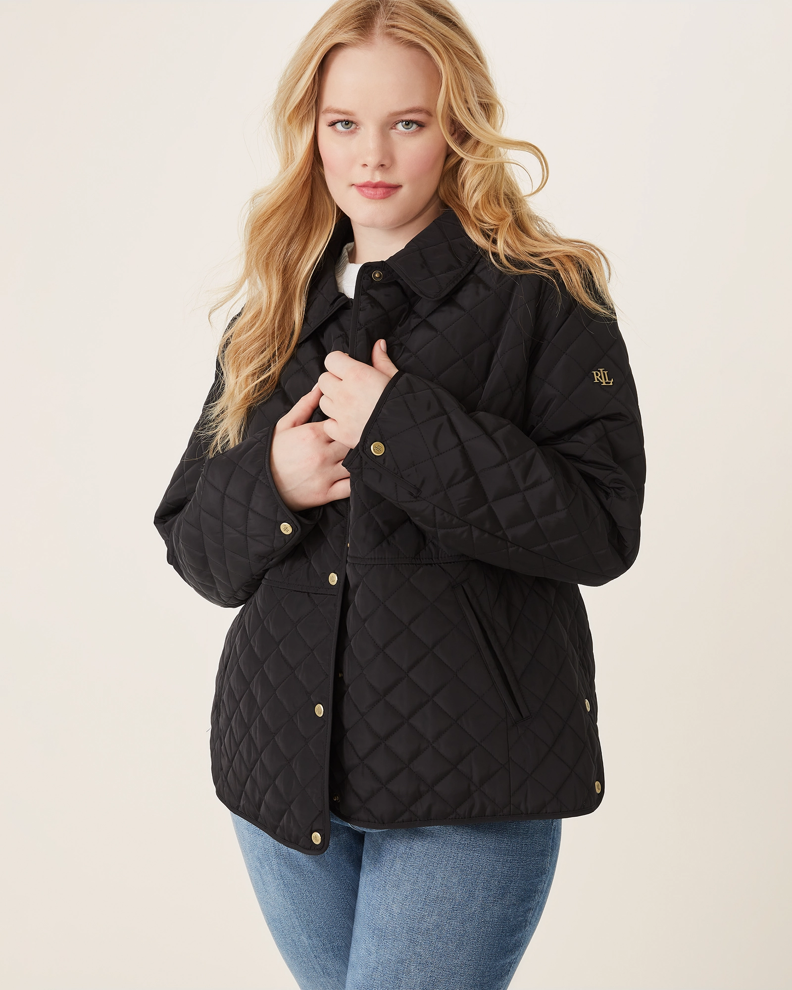 Vanya Quilted Jacket | Black Perforated Details