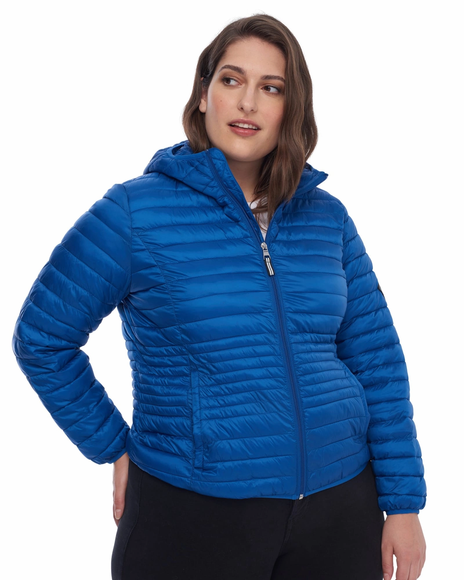 Flexible Neckline Wind Control Vegan Down Lightweight Packable Puffer | Cobalt