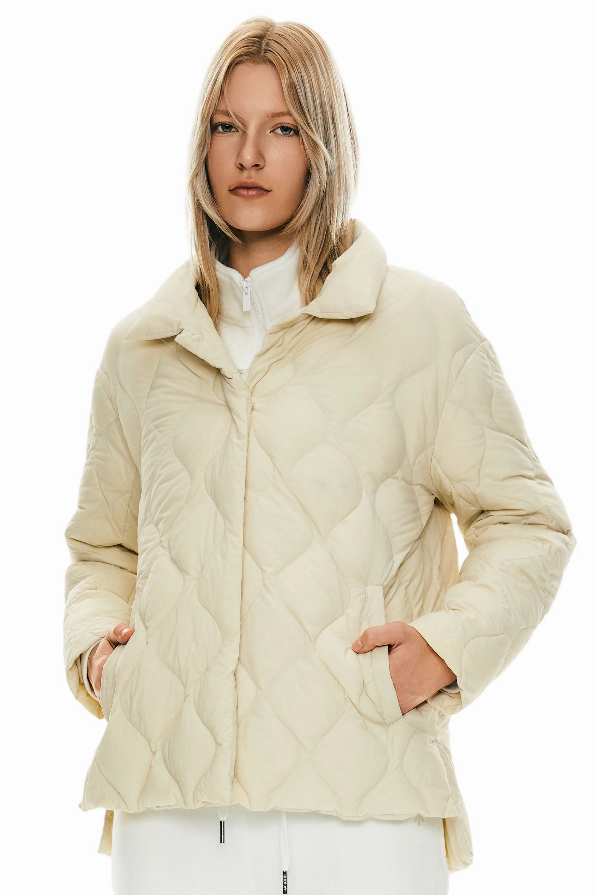 Oversized Down Puffer Jacket Lightweight Quilted Reinforced Elbows
