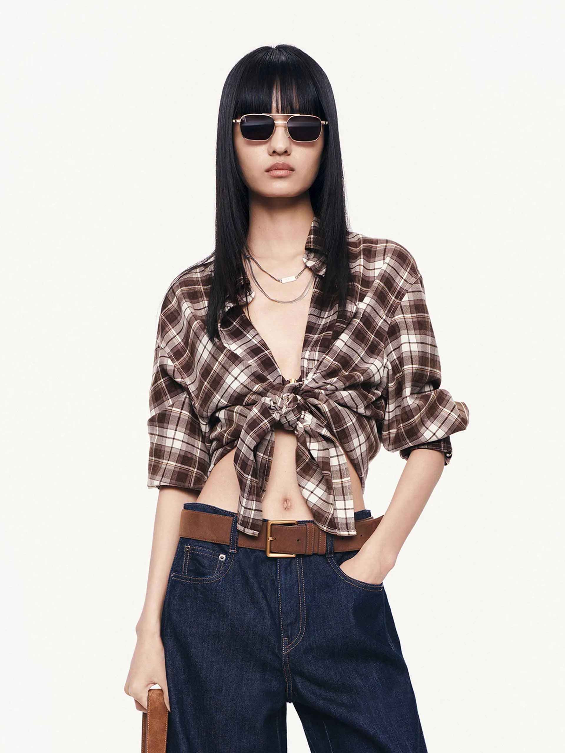 Long Sleeves Plaid Shirt Beach Ready