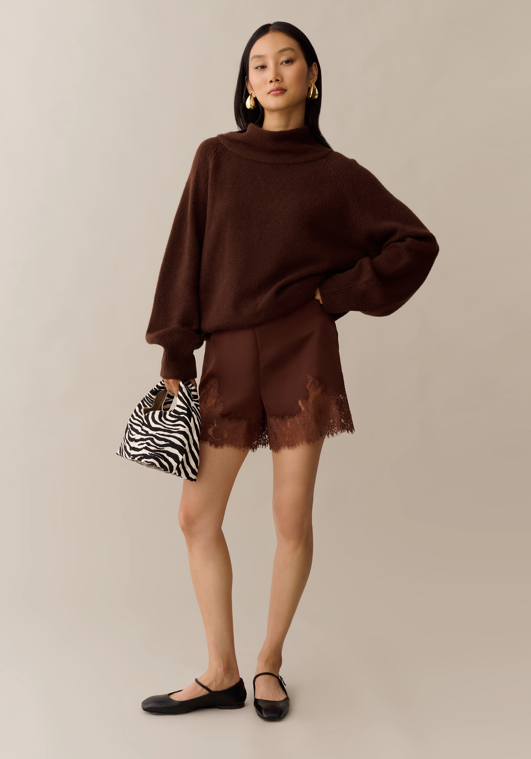 Reflective details Rosa Silk Satin Short