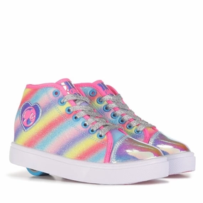 Wide Fit Option Agile Comfort Heelys Veloz Kids Pink Cyan Silver Round Toe Rollerskate Shoes JOBB444