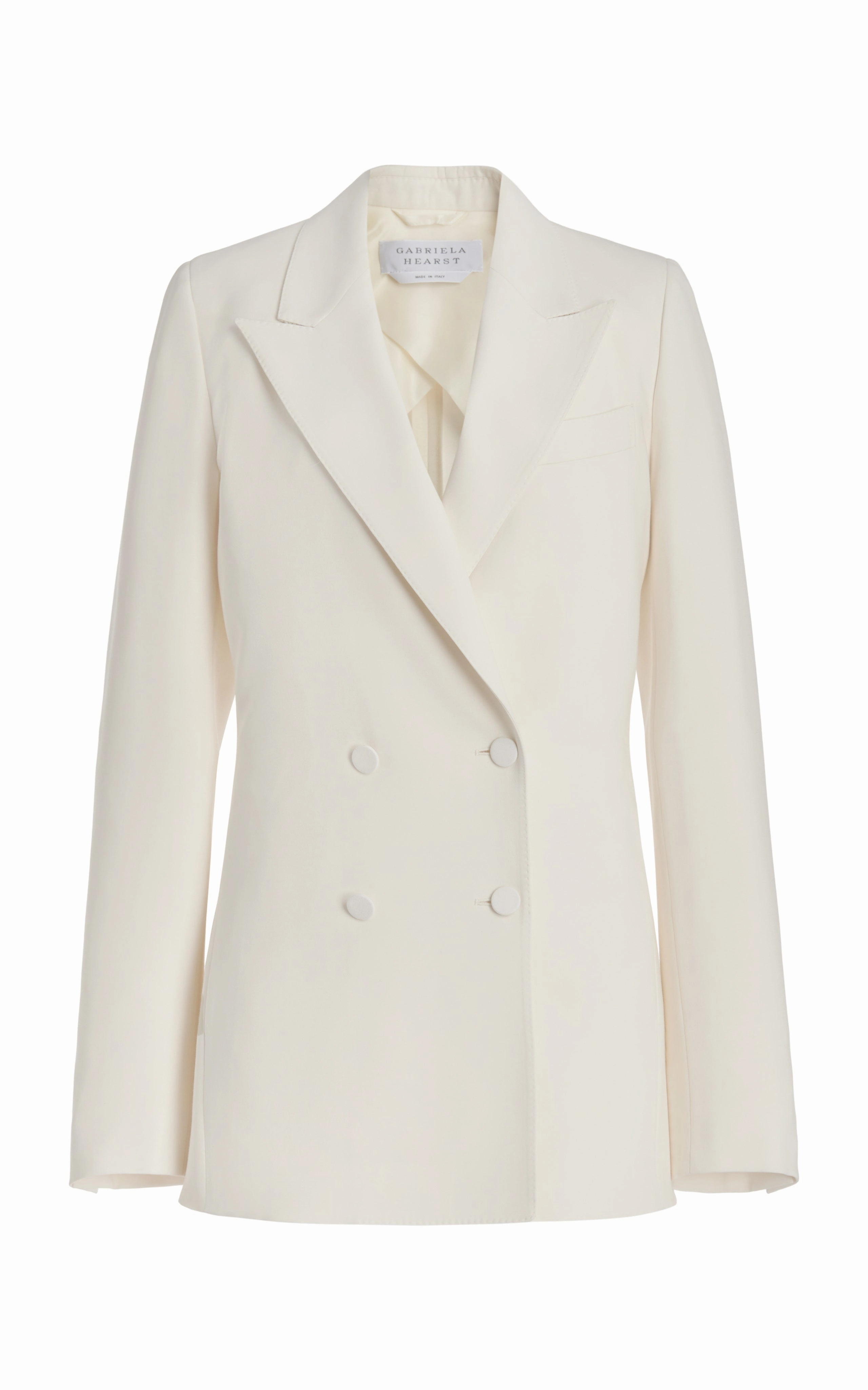 Soft Fabric Contemporary Tailoring Damus Blazer in Ivory Silk Wool Cady
