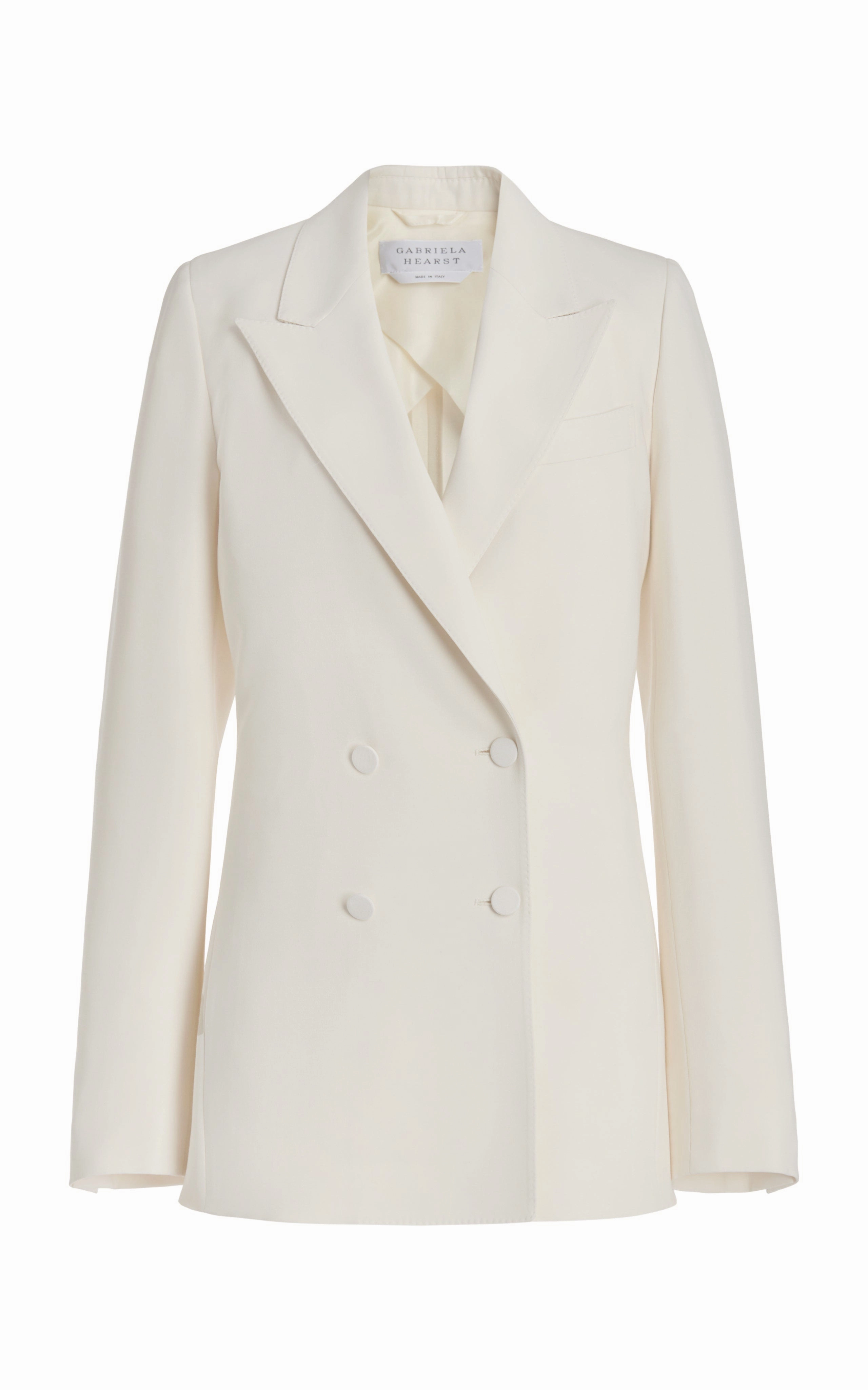 Tailored Drape Patterns Seasonal Wear Damus Blazer in Ivory Silk Wool Cady
