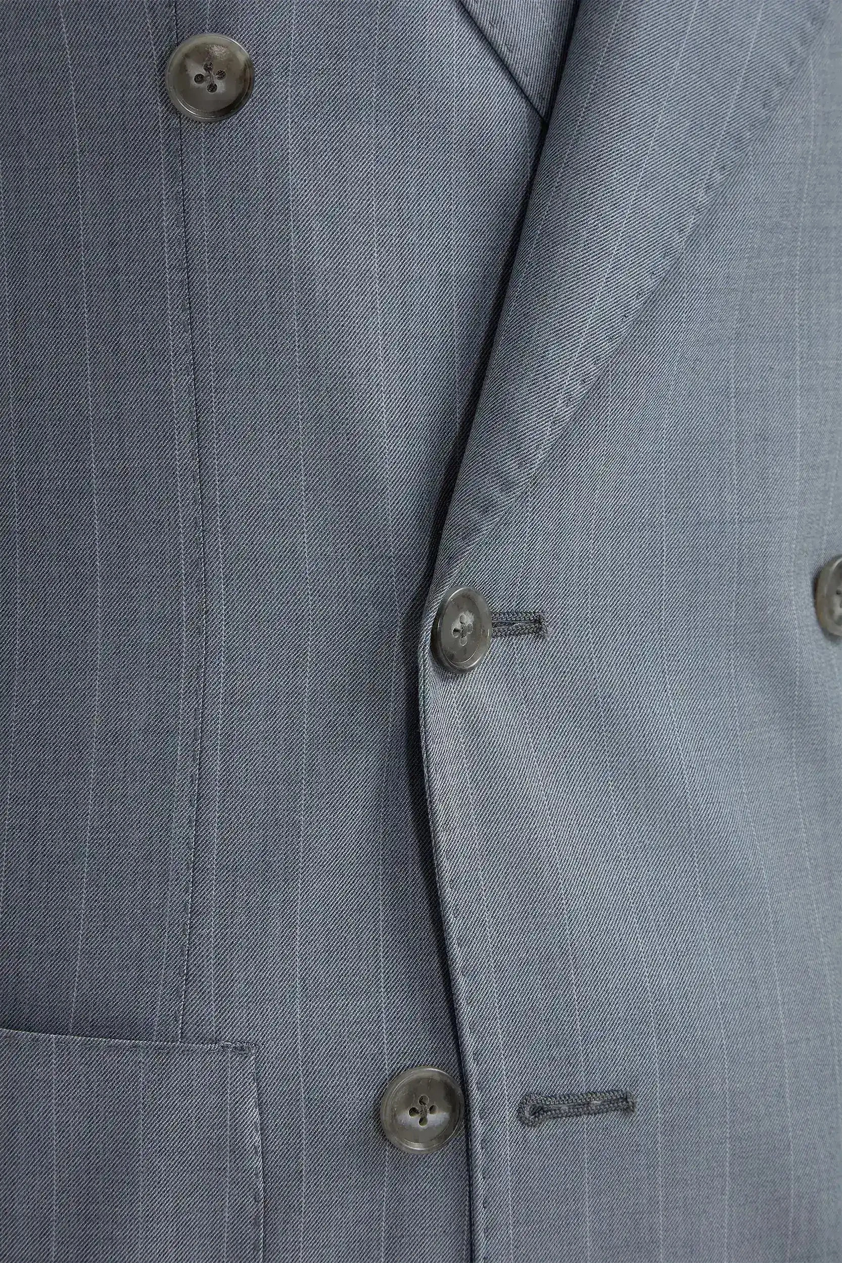 Perfect Layer Tailored Layering Dusty blue pinstripe double breasted Super 150's suit - Made in Italy