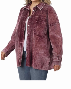 Vintage Washed Corduroy Shacket in Dark Burgundy | Dark Burgundy Brand Eco Friendly Material