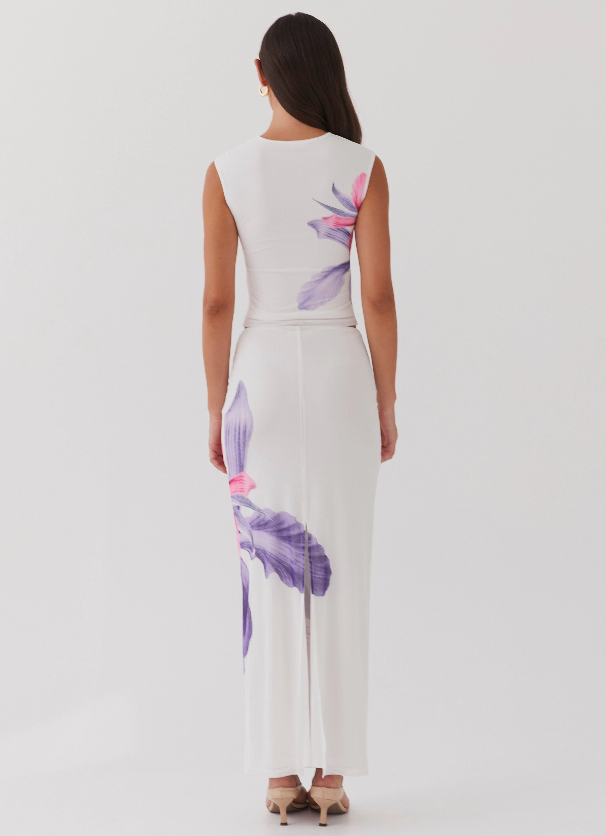 beaded embellishment Waiting For Dawn Mesh Maxi Skirt - White