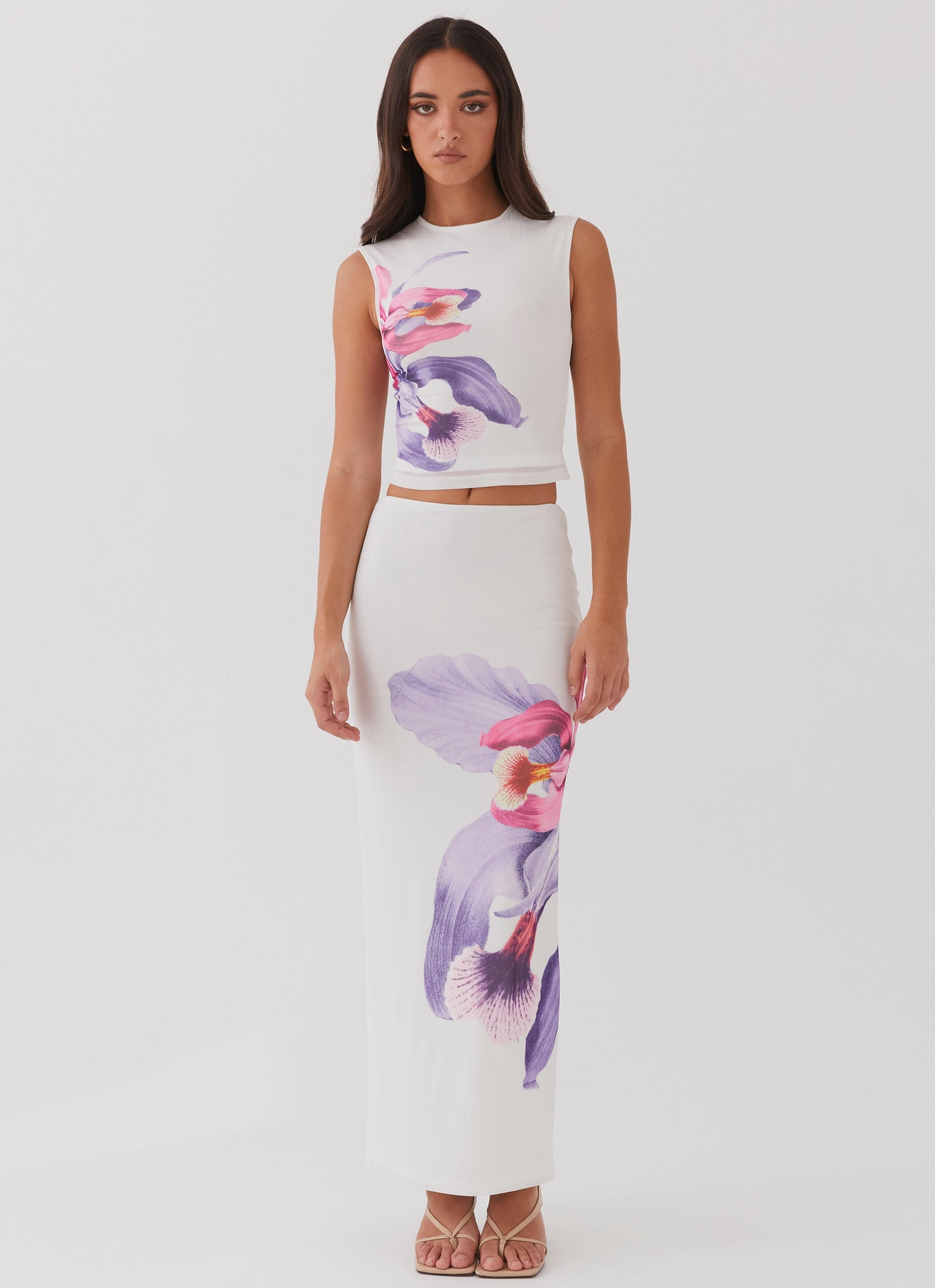 Waiting For Dawn Mesh Maxi Skirt - White Tonal Layering