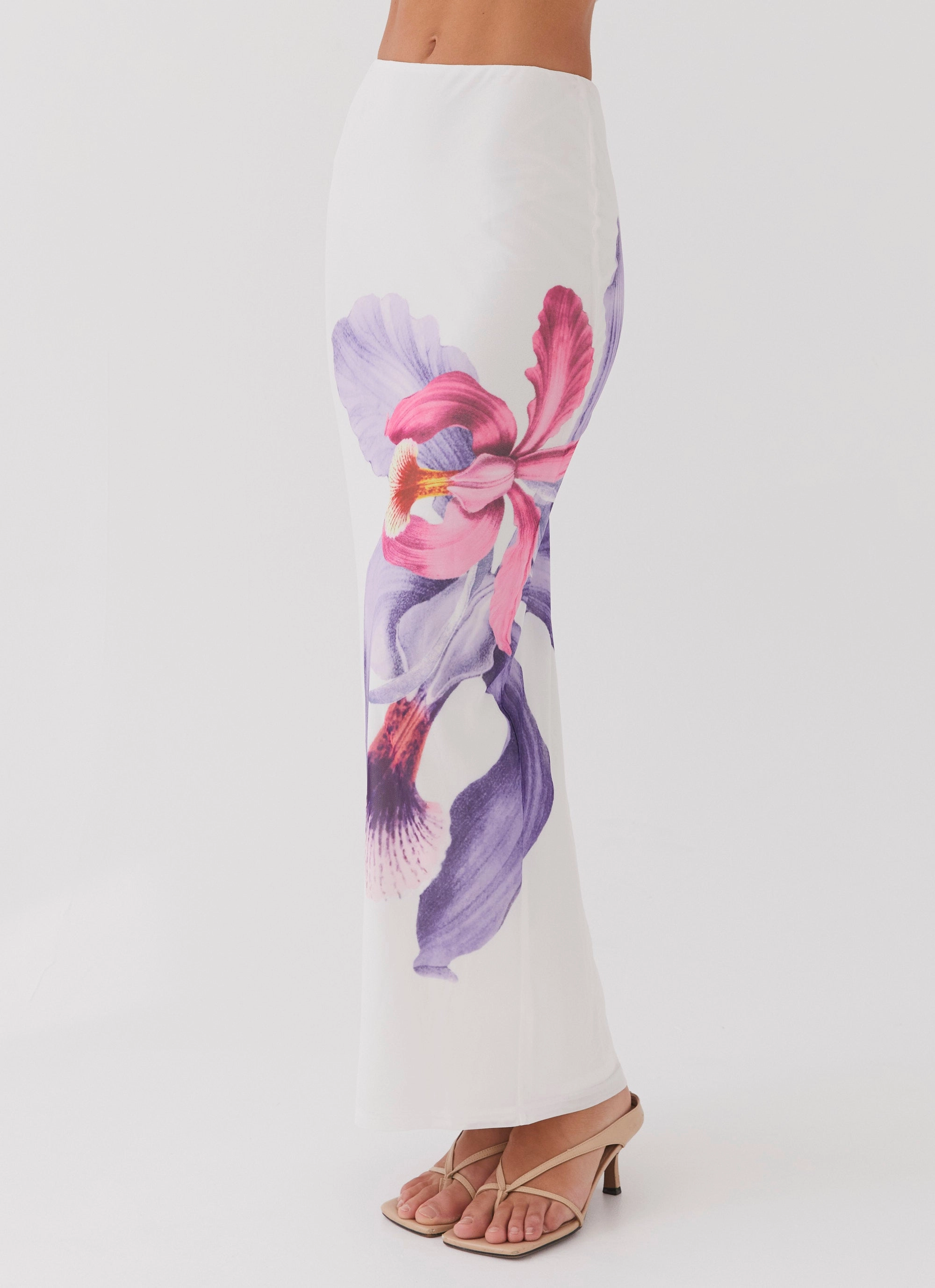 Wrinkle Resistant Finish Waiting For Dawn Mesh Maxi Skirt - White