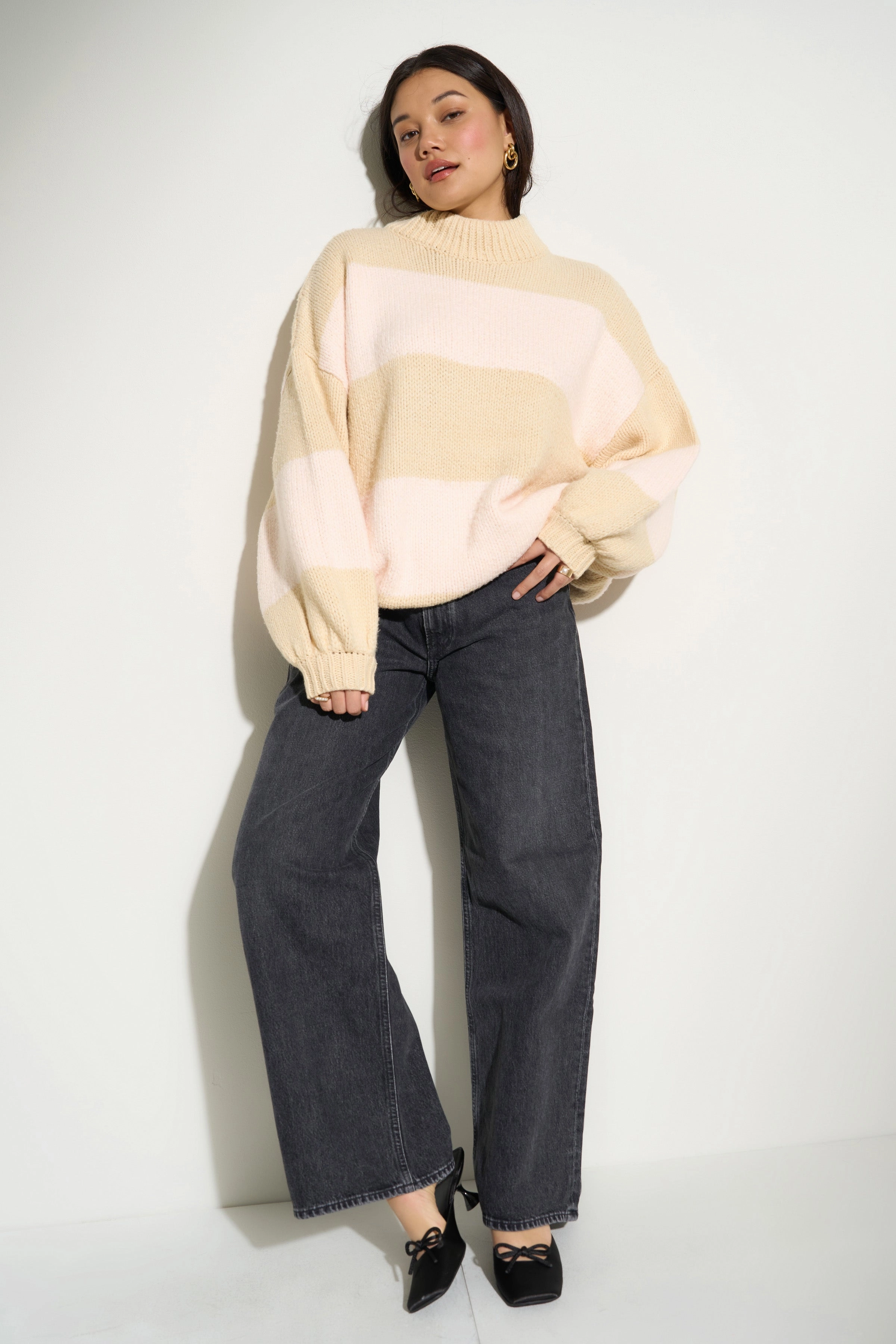 Bellamy Pullover - Pink Stripe Stylish Layer Winter Styling