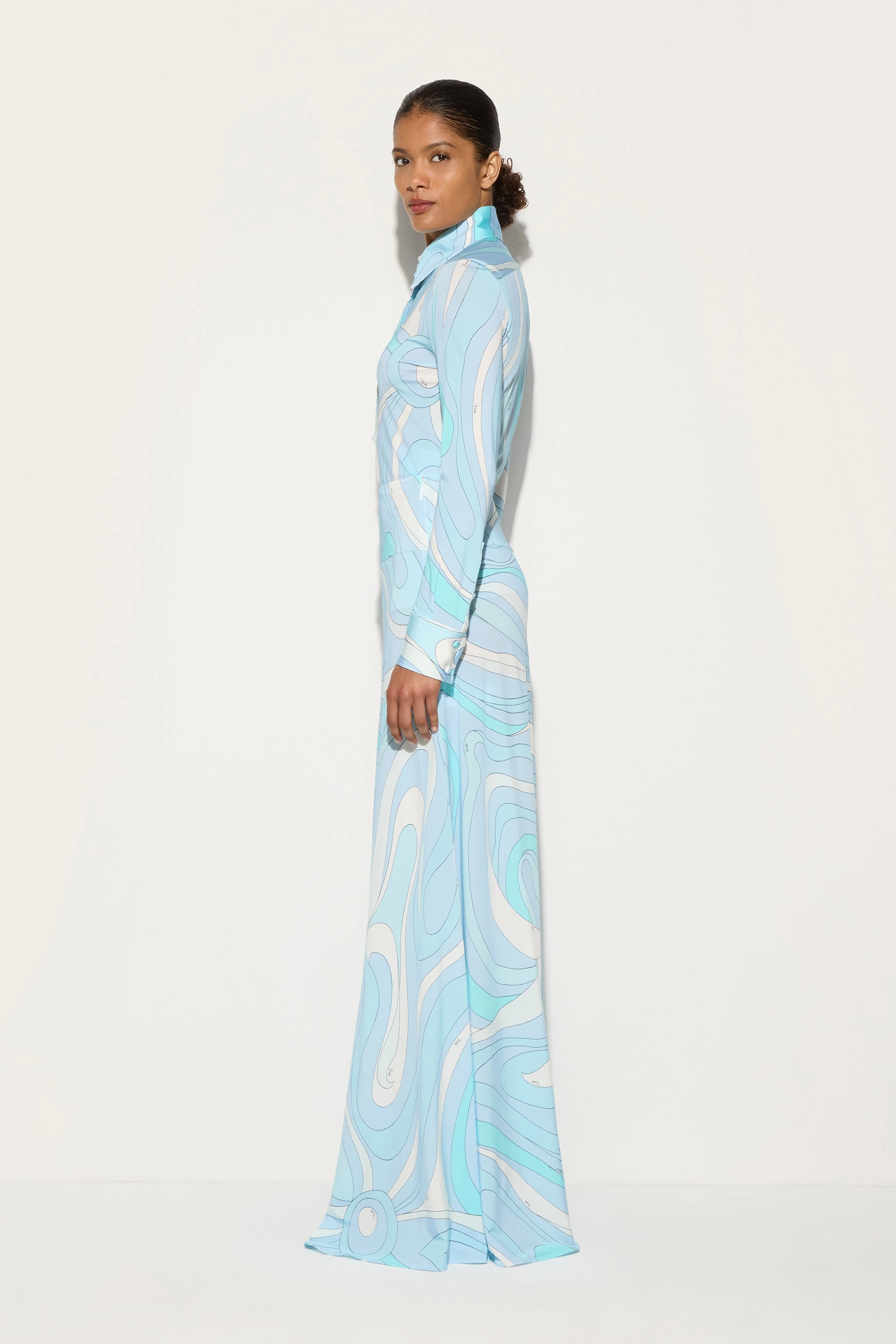 Marmo Print Long Skirt Resort Vacation