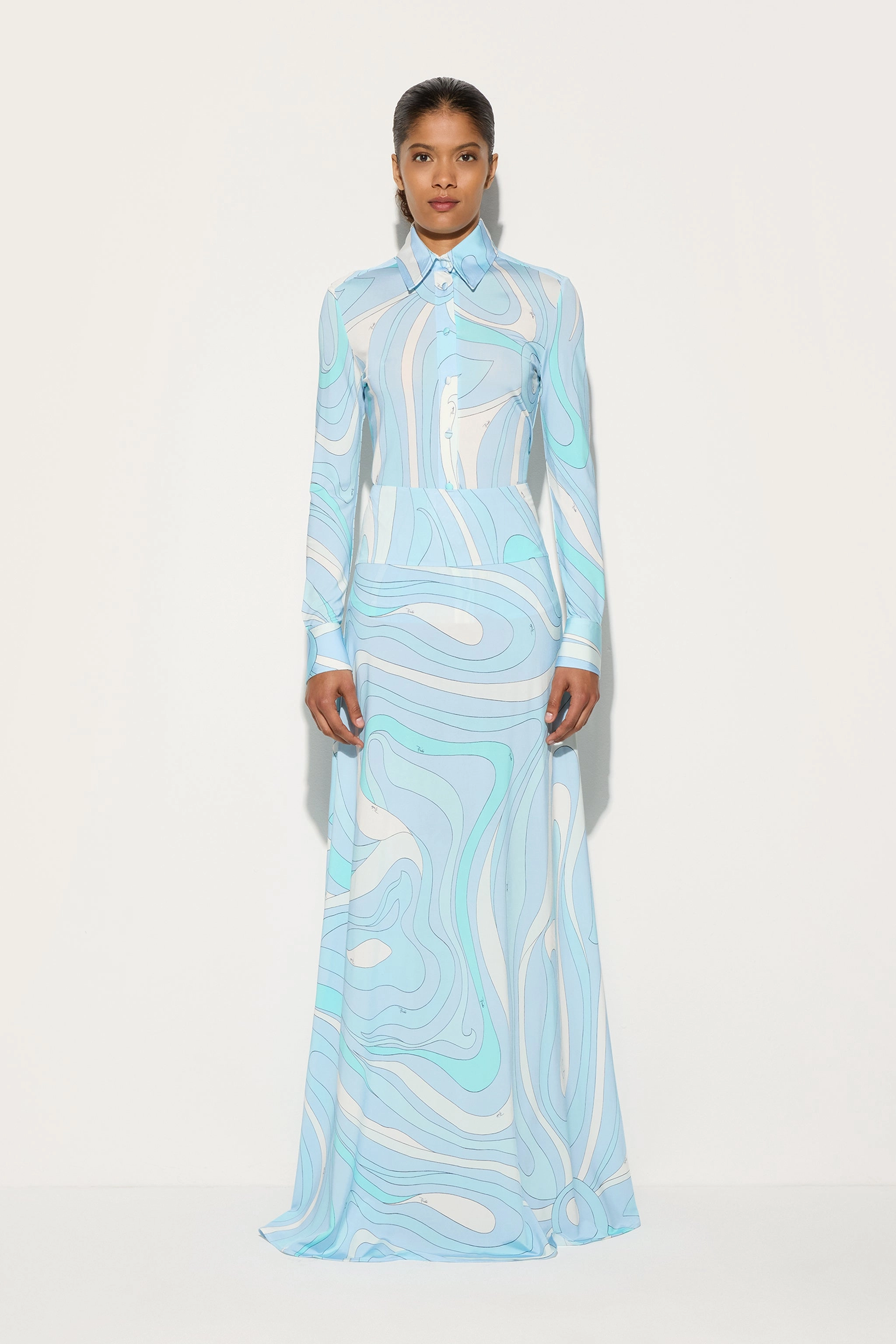 Marmo Print Long Skirt Thermal Regulating Performance Fashion