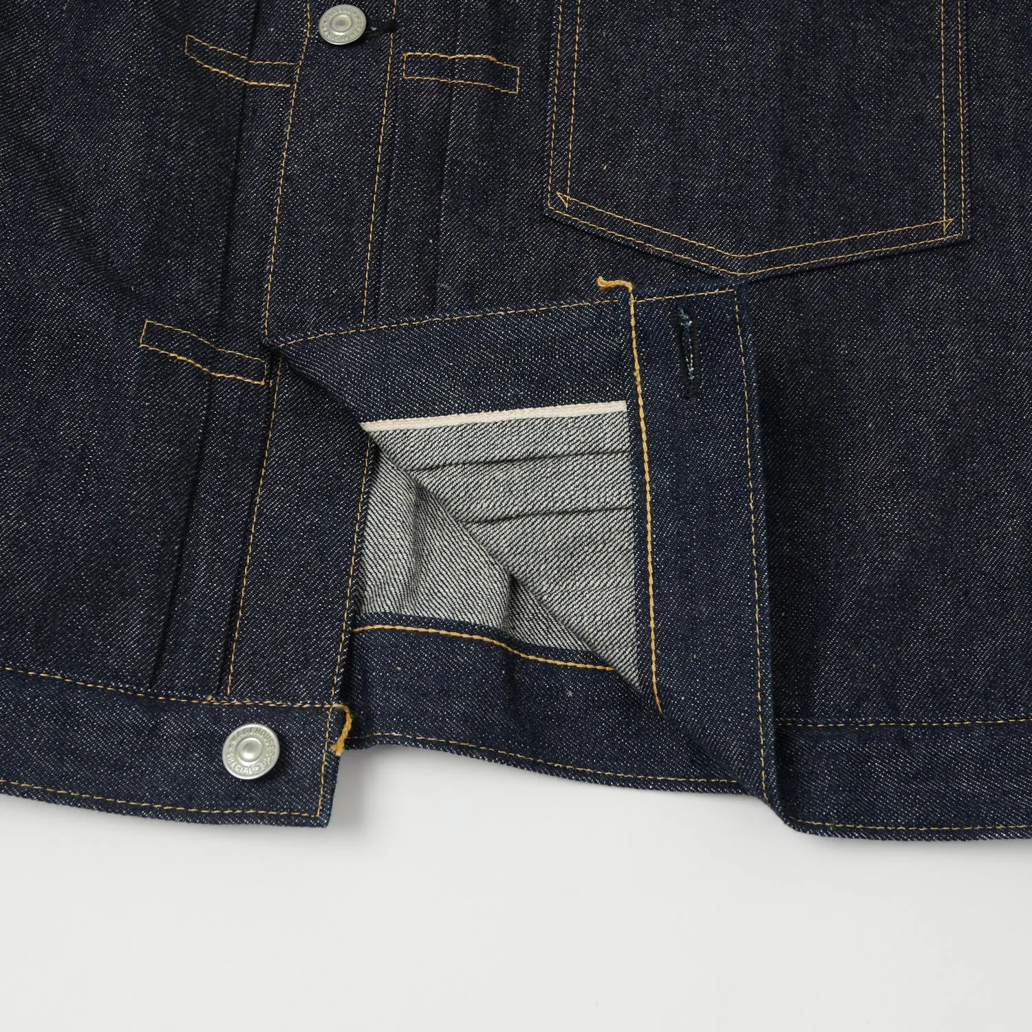 Hidden Storage Compartments Hypoallergenic Fabric Blend Warehouse & Co 2001XX (2000XX) 1947 Model Type I Denim Jacket - Raw