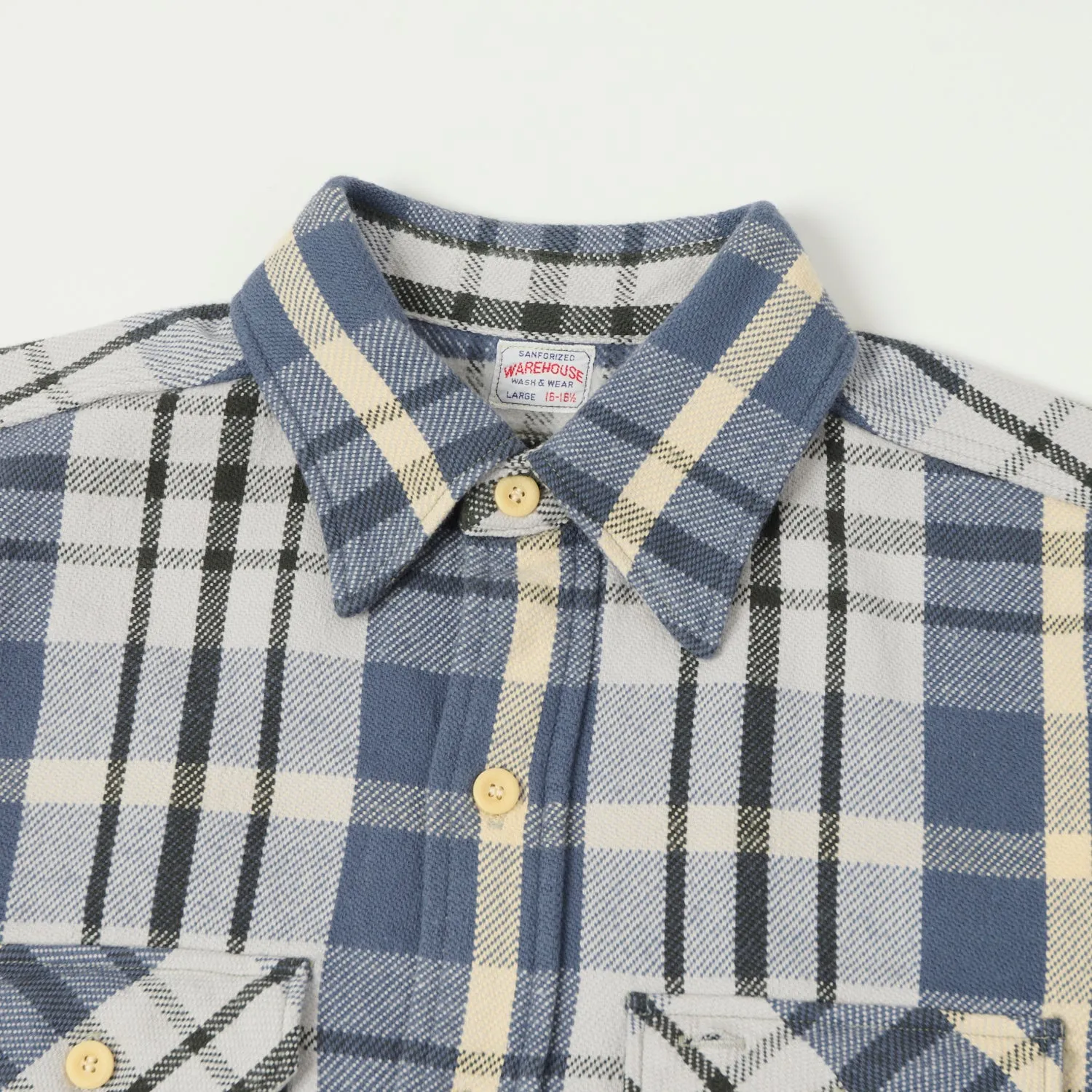 Warehouse & Co 3104 Plaid Flannel Shirt - Blue Wrinkle Resistant Material Beach Attire