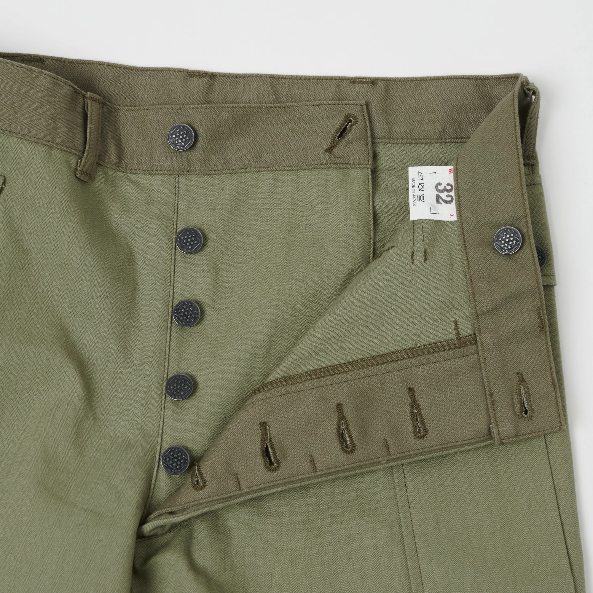 Warehouse & Co 1098 U.S. Army Herringbone Twill Pant - Olive Drab Adjustable Closure
