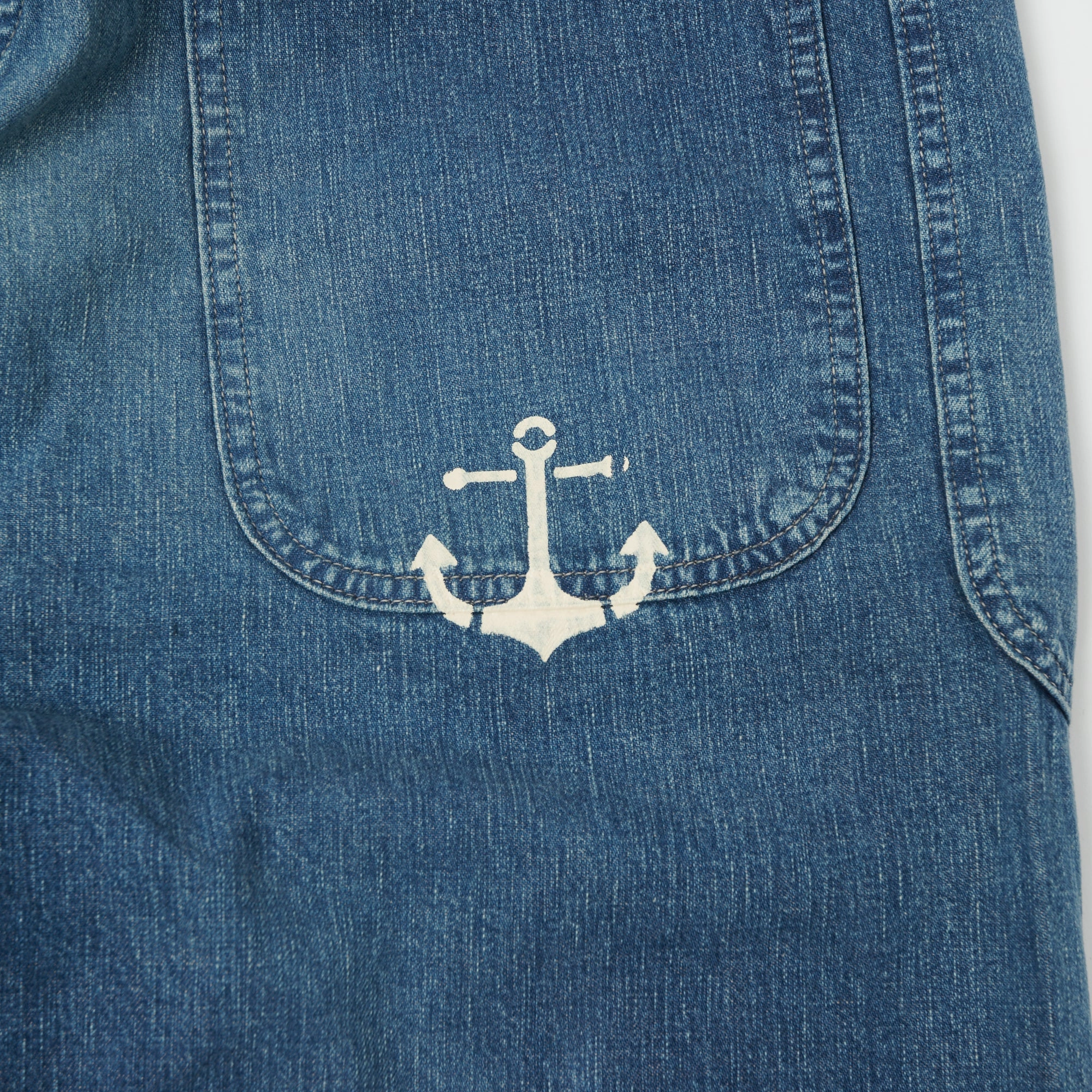 Warehouse & Co U.S. Navy Denim Seaman's Pant - Heavy Wash Bold Waistband