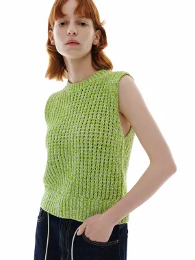 Crochet Knitted Sleeveless Top Casual Flex Cozy Knit Fit