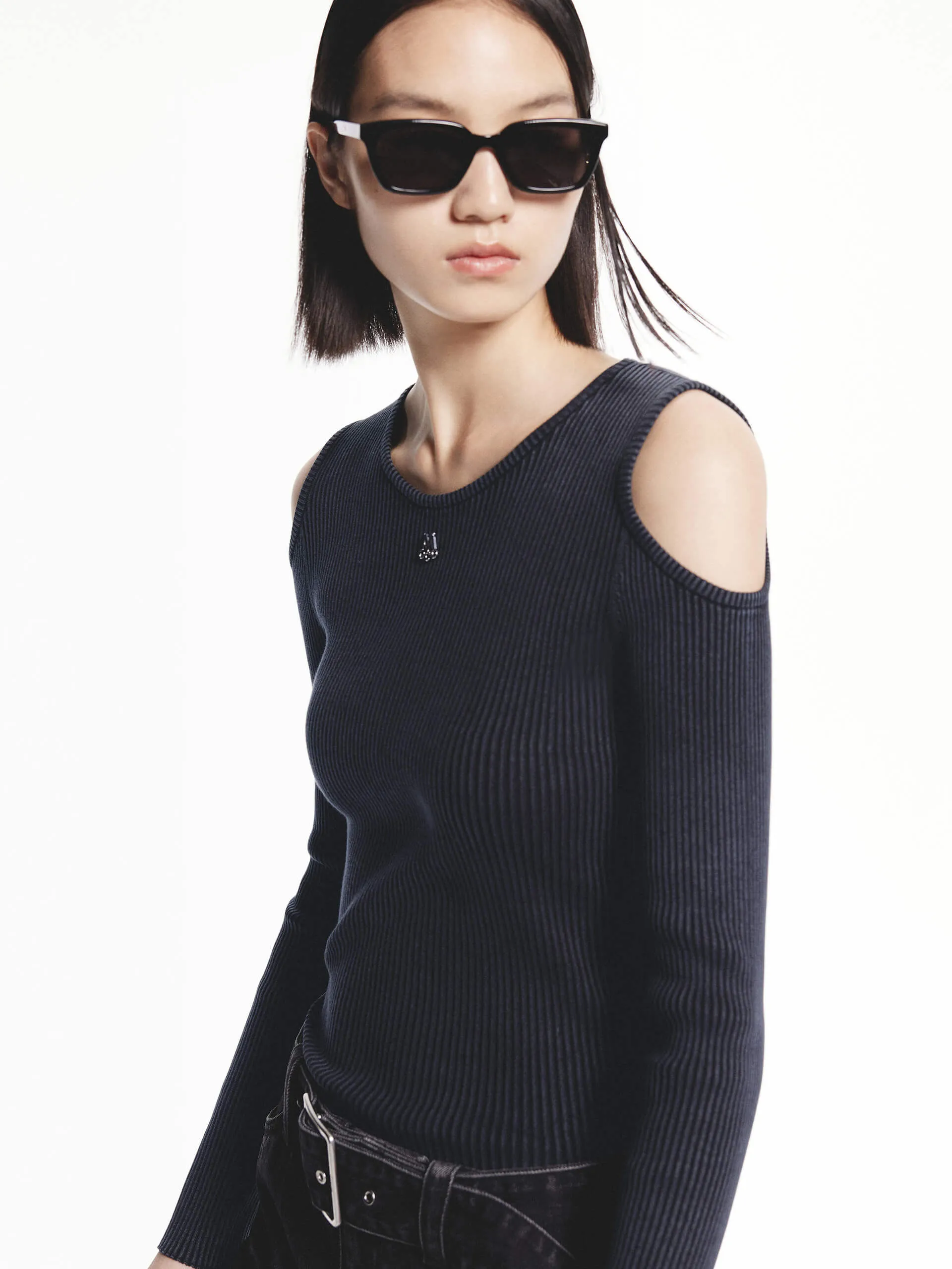 Cold Day Ready Cut Shoulder Knitted Sweater