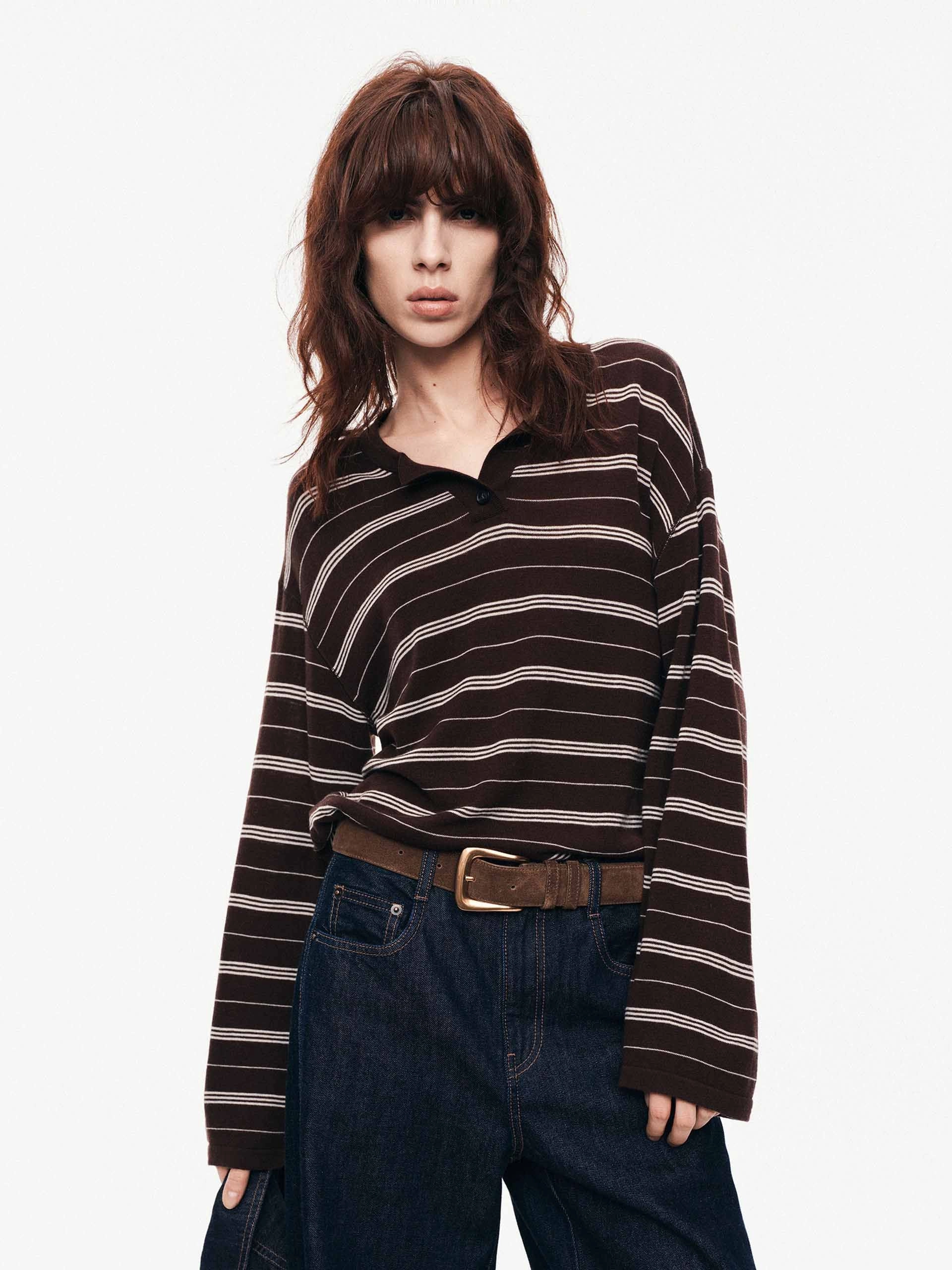 Light and Cozy Striped Wool Knit Sweater