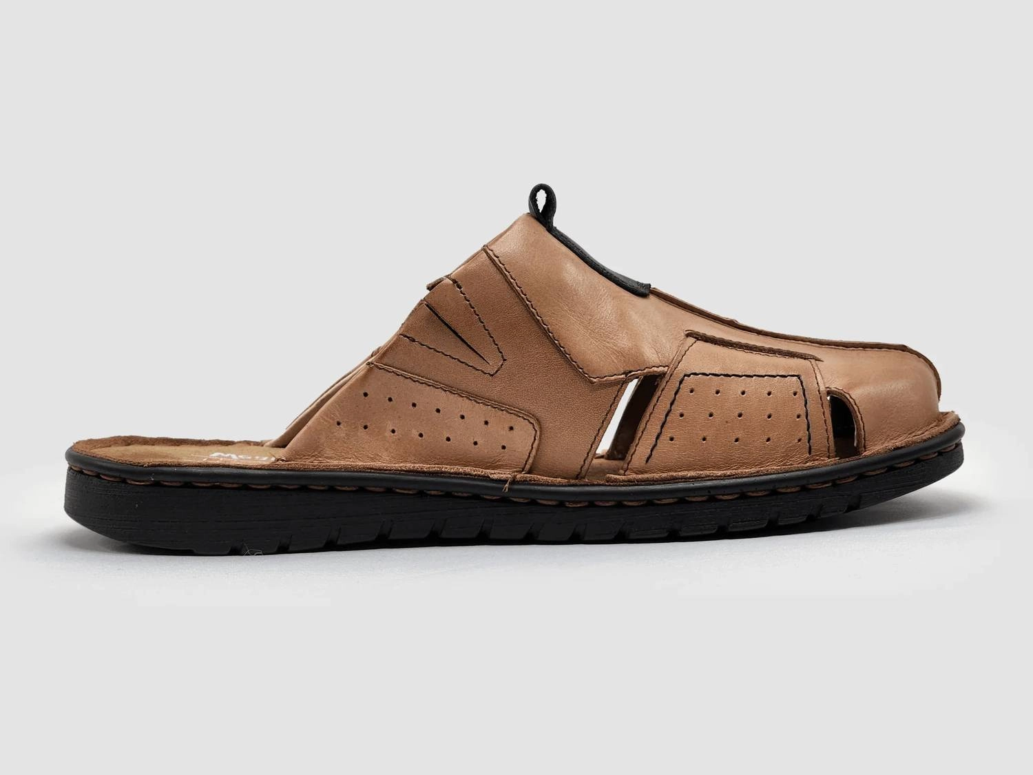 Men's Lounge Leather Sandals In Light Brown Every Step