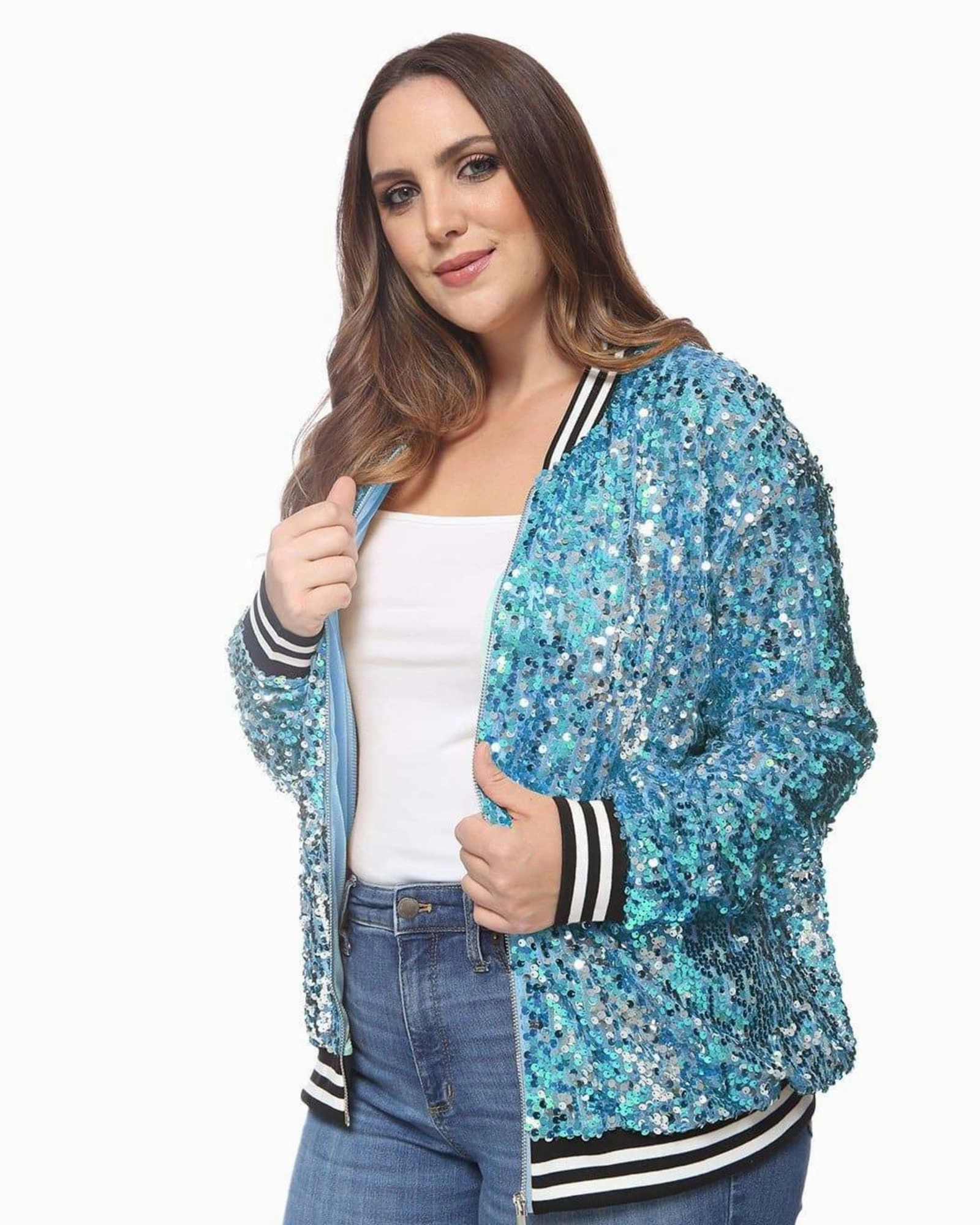 Sequin Bomber Jacket | Blue men Motion Friendly