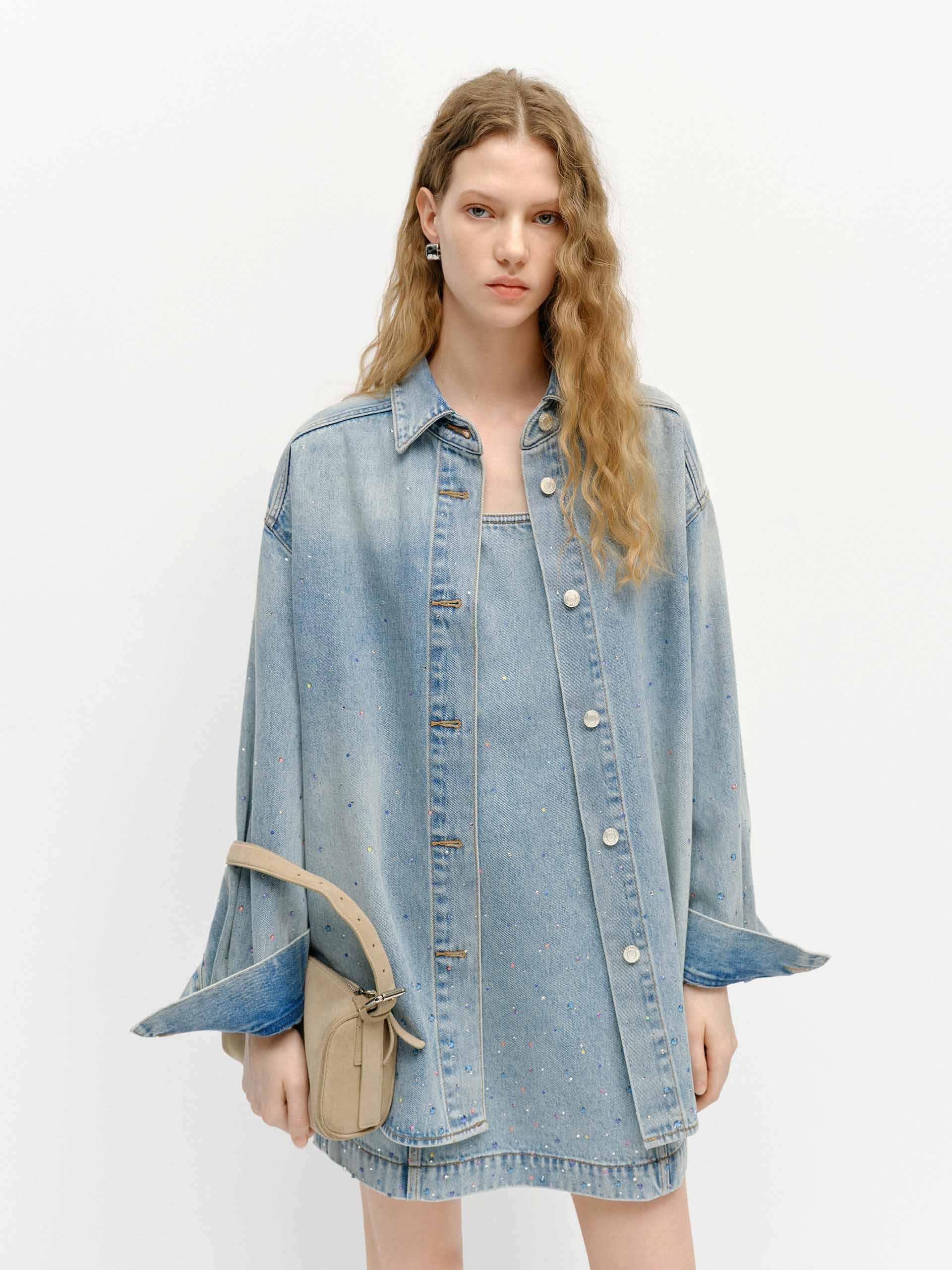 Flexible Joint Mobility Crystal Detail Cotton Jacket