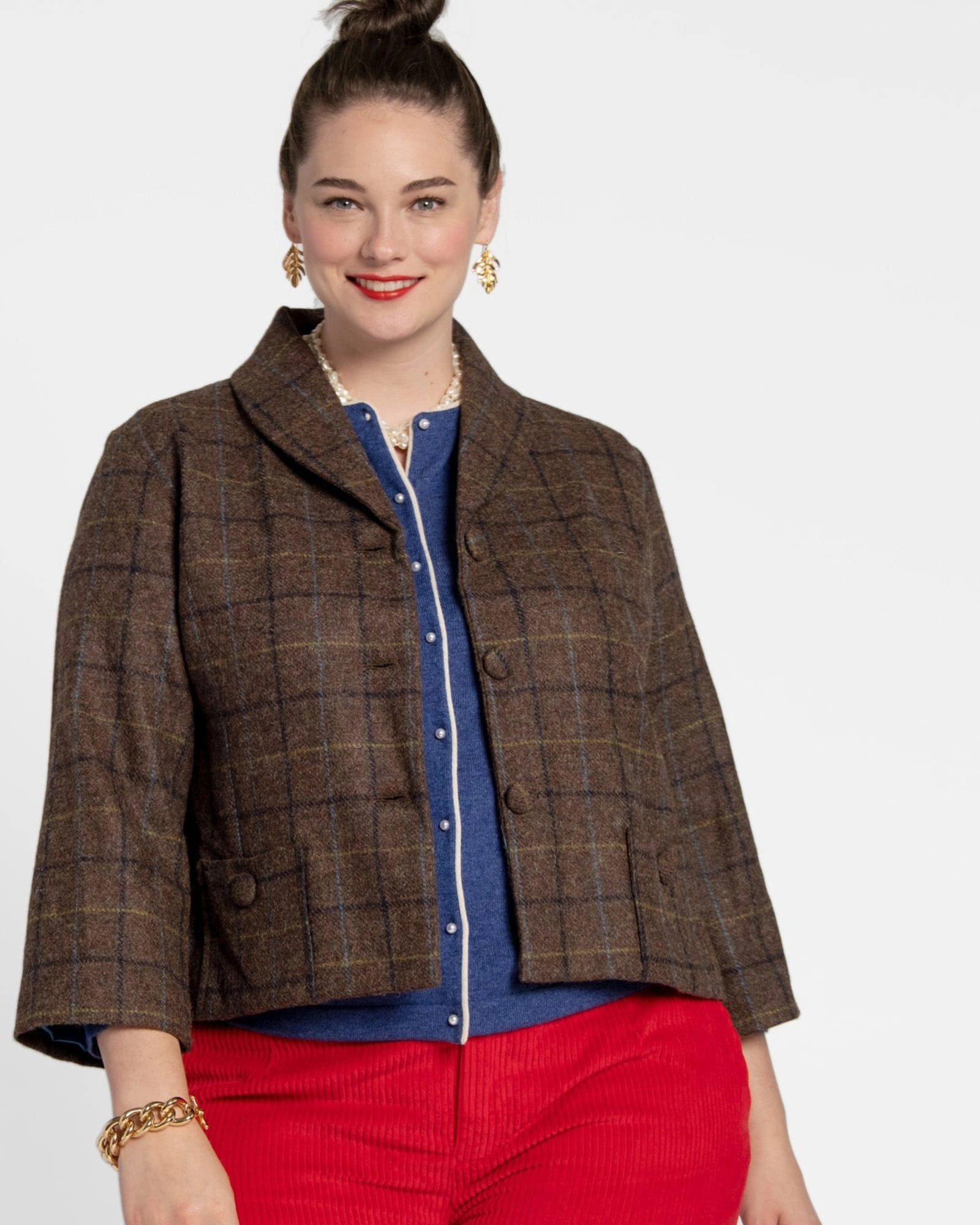TearResistant Ripstop Nylon Multi Season Finley Blazer Wool Plaid | Taupe