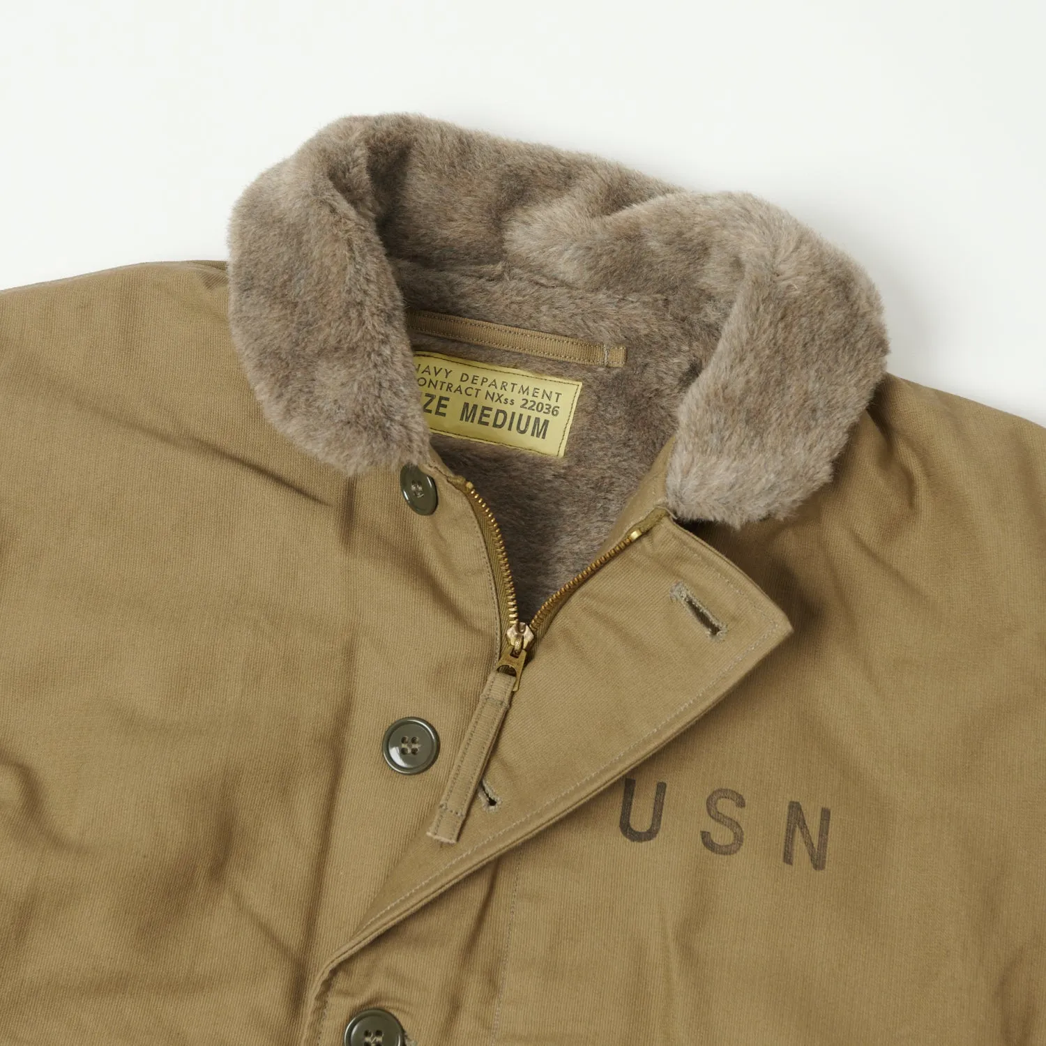 Buzz Rickson's U.S. Navy N-1 Deck Jacket - Khaki Thermo Regulating Fabric