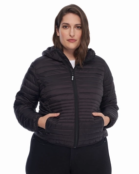 Thrive Grid Backlined Interior Vegan Down Lightweight Packable Puffer | Black