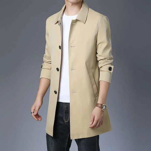 Adjustable Drawstring Waist West Louis? Executive Business Solid Trench Coat