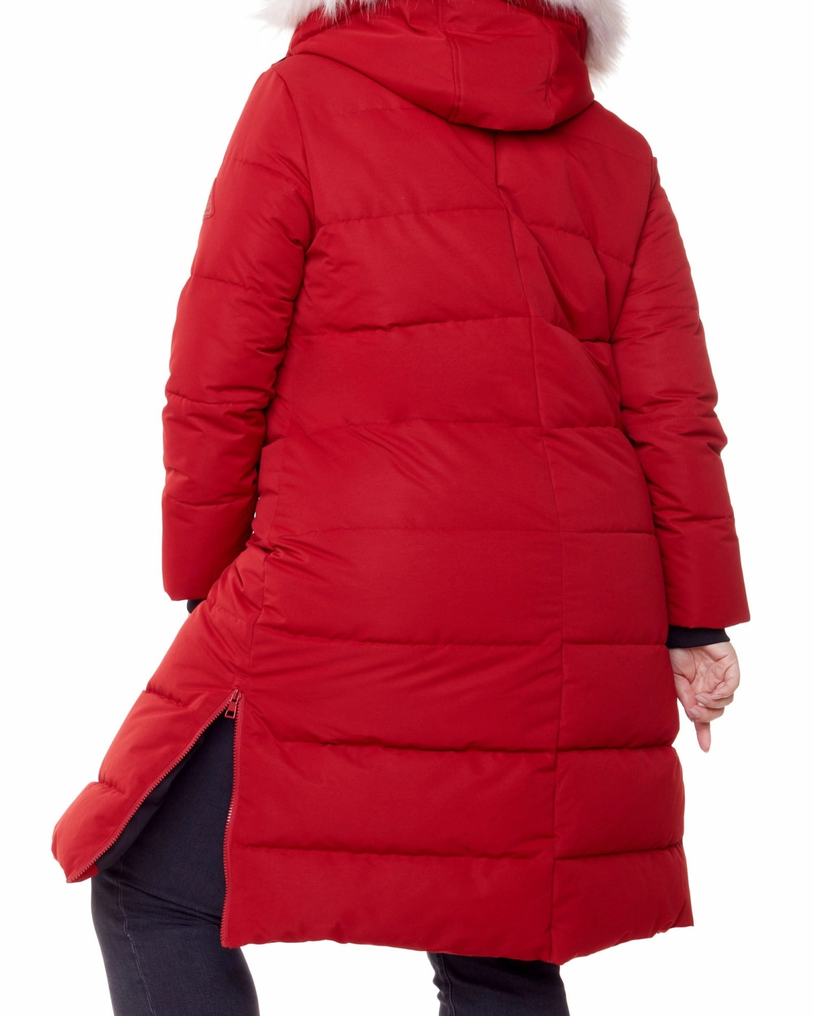 Vegan Down  Ultra Long Length Parka | Red Seasonal Style Active Outerwear