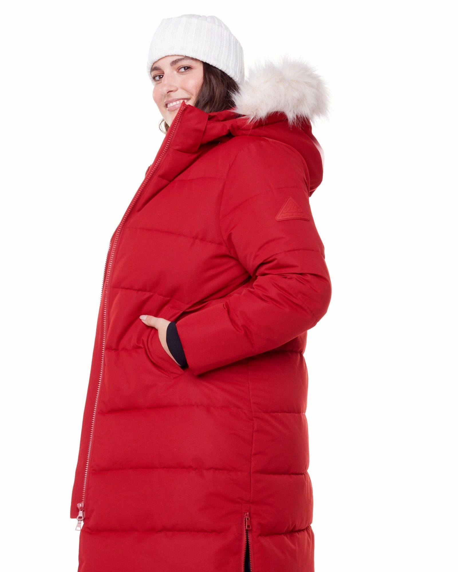 SnapFasteners BondedFabric Vegan Down  Ultra Long Length Parka | Red