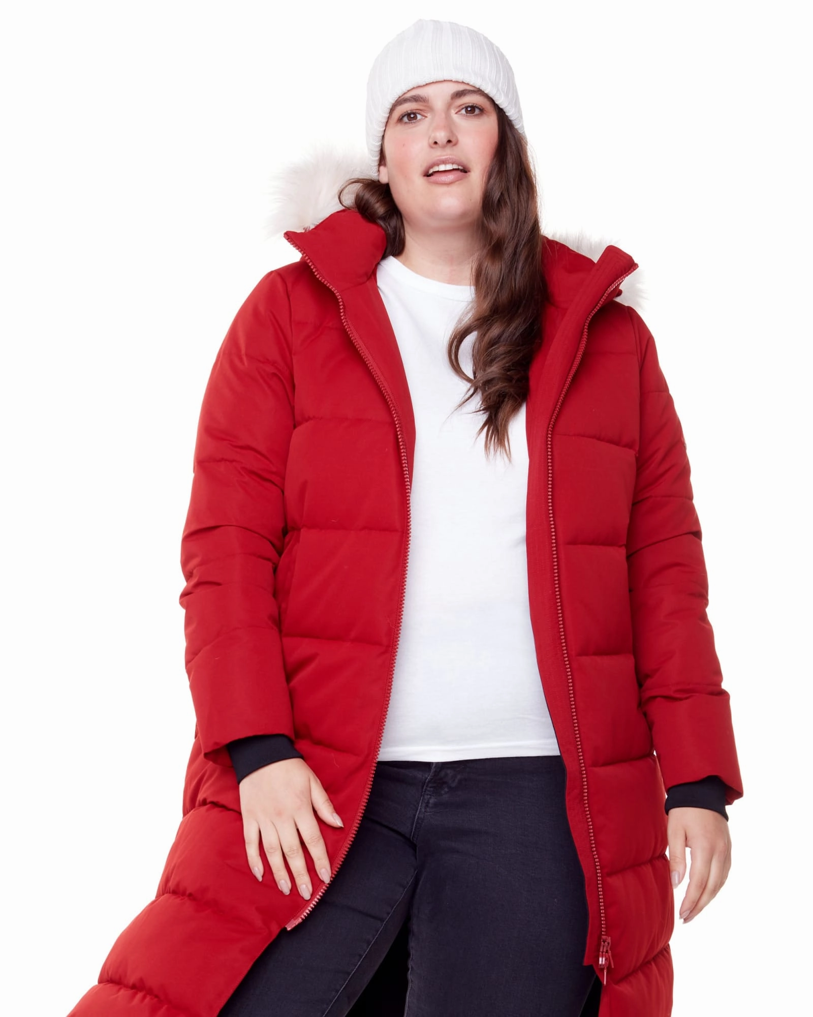 Urban Fit Vegan Down  Ultra Long Length Parka | Red