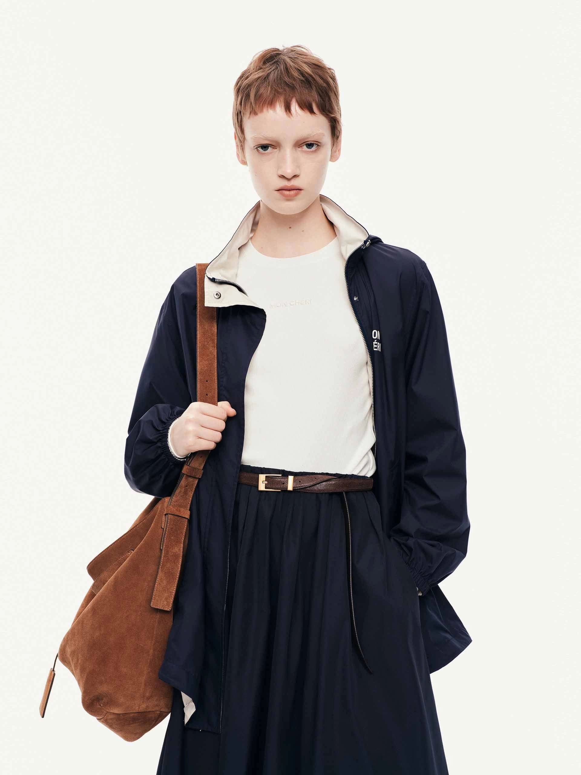 Hooded Zipper Coat Comfortable fit Neutral Street Style