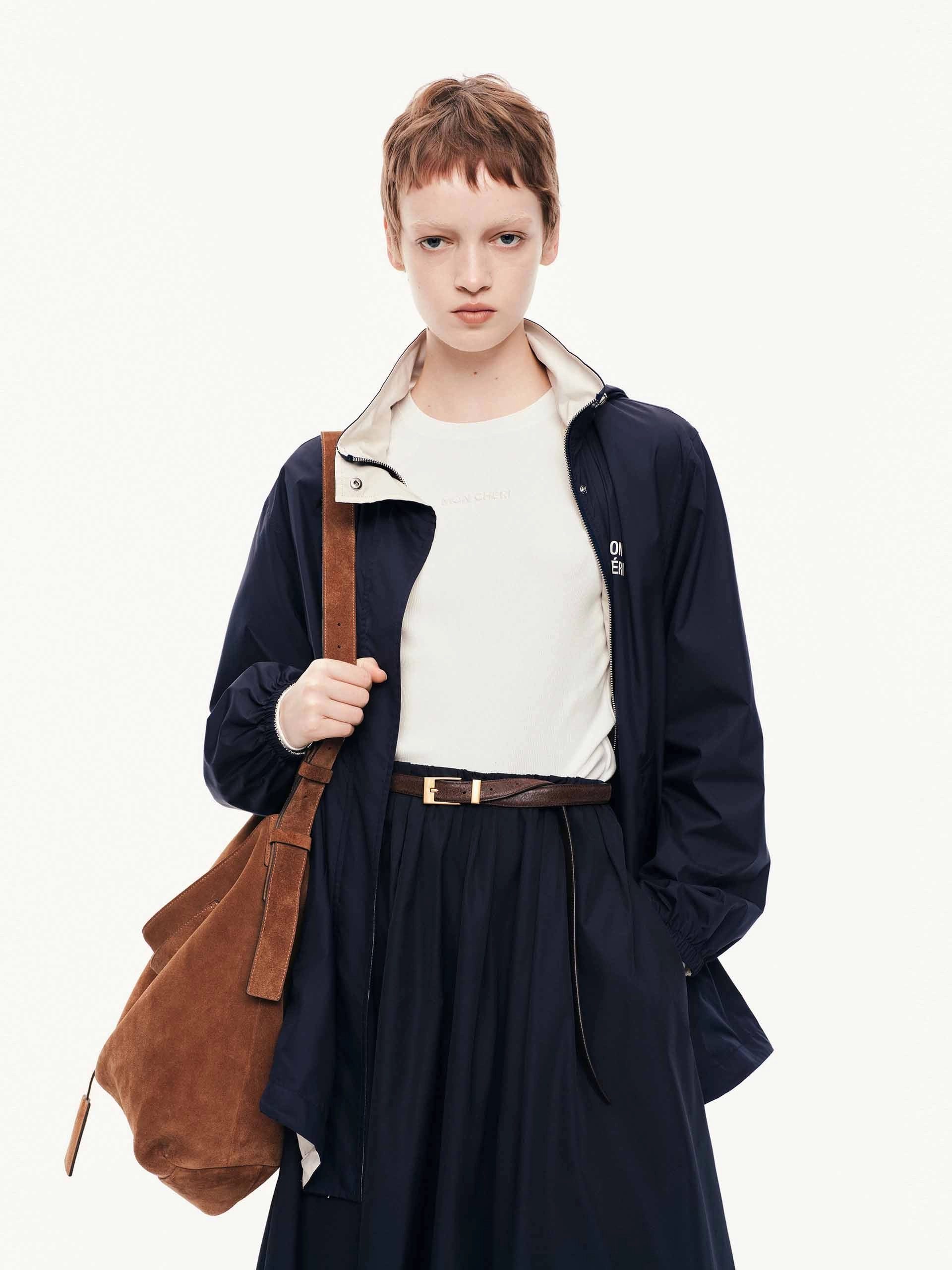 Low Profile Insulation Detachable Lining Hooded Zipper Coat