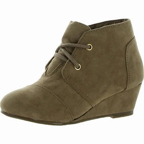 Odor Control Treatment Confetti Girls Faux Suede Ankle Wedge Boots