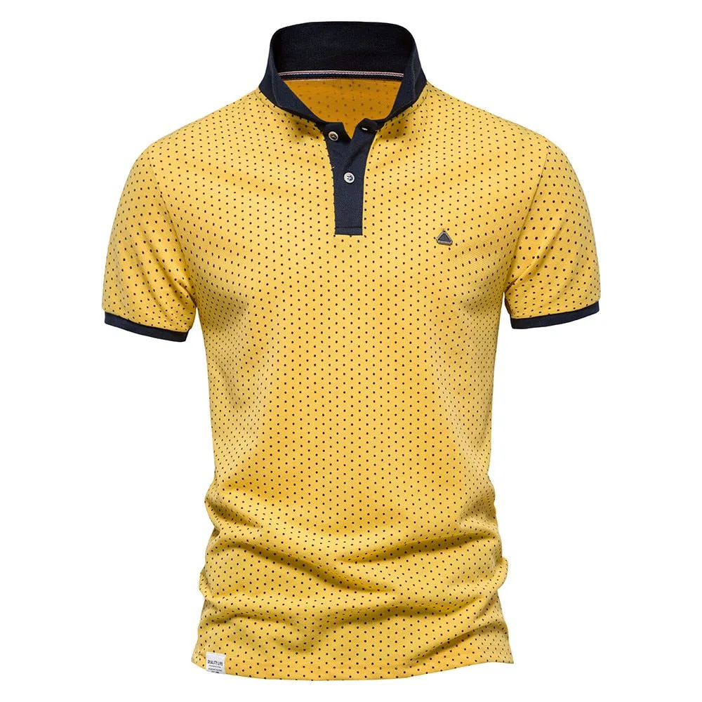 West Louis? Summer Cotton Dots Business Polo Shirt Hygroscopic Threads